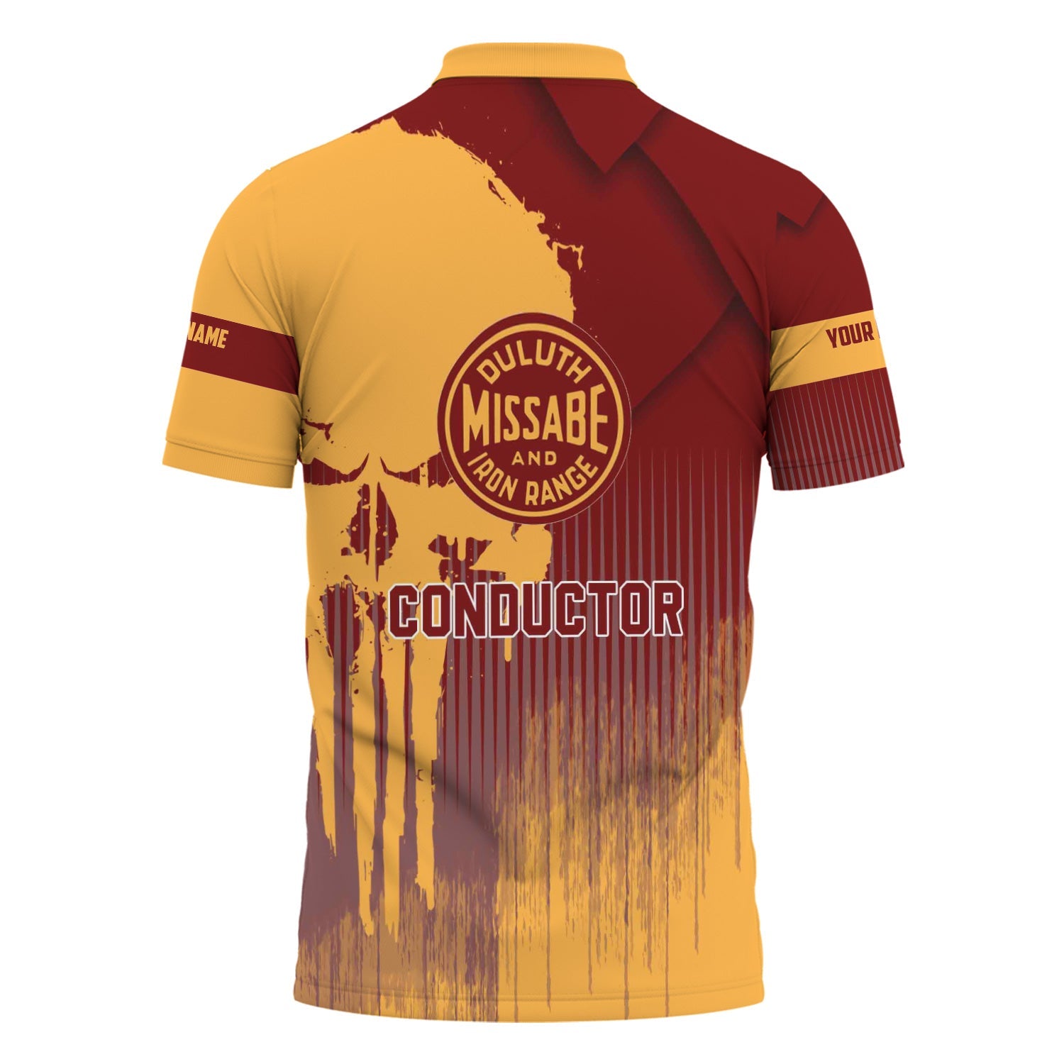 Railspirit Personalized Duluth, Missabe, & Iron Range Railroad Polo Shirt Skull Design with Custom Job Train Shirt for Trackhead Crew