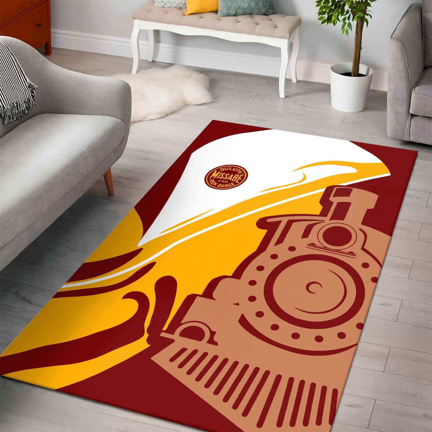 Railspirit Duluth, Missabe, & Iron Range Railroad Area Rug Flame-Inspired Style Rug Gift Idea For Train Lovers