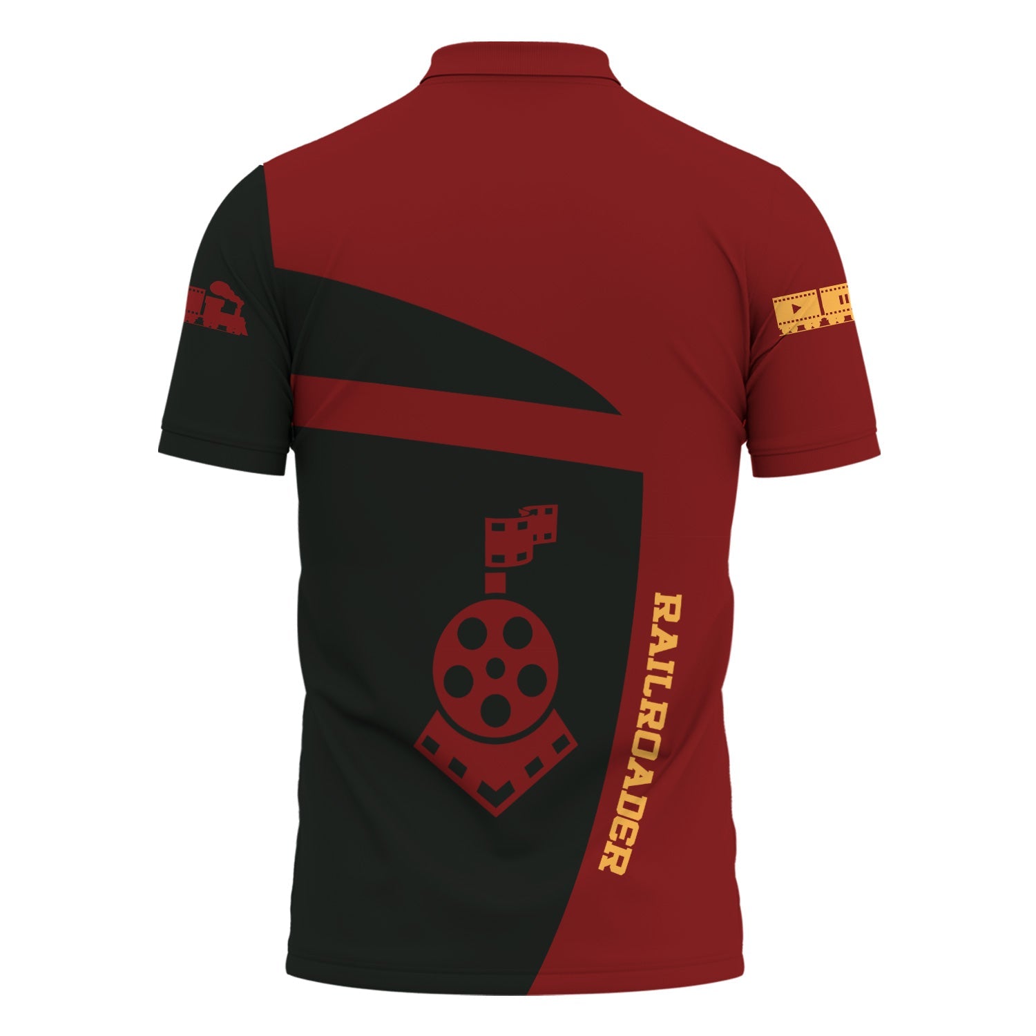 Railspirit Personalized Duluth, Missabe, & Iron Range Railroad Polo Shirt All Aboard Steam Train Movie Projector Style Shirt