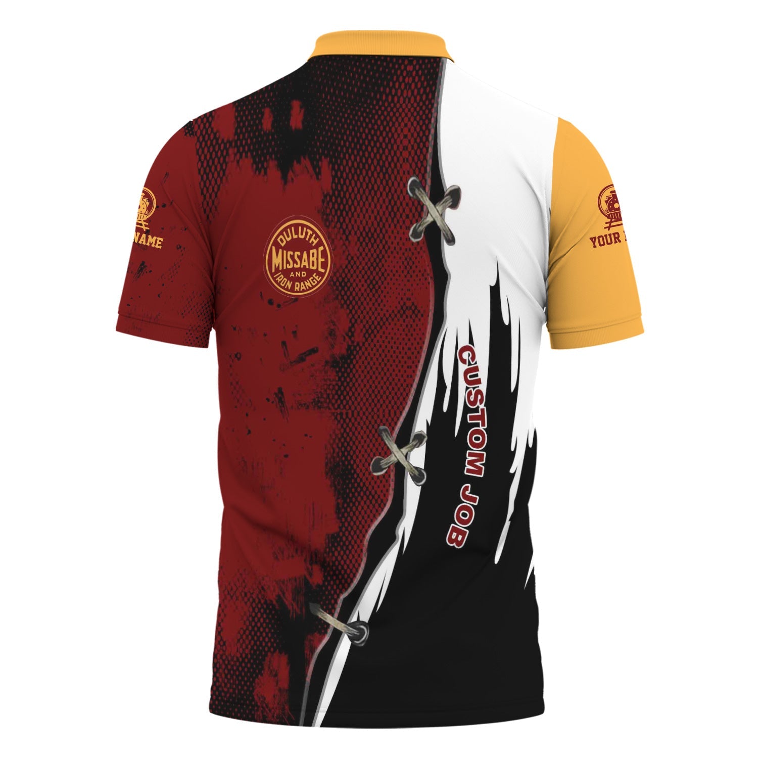 Railspirit Personalized Duluth, Missabe, & Iron Range Railroad Polo Shirt Retro Stitches Design with Custom Position Train Shirt