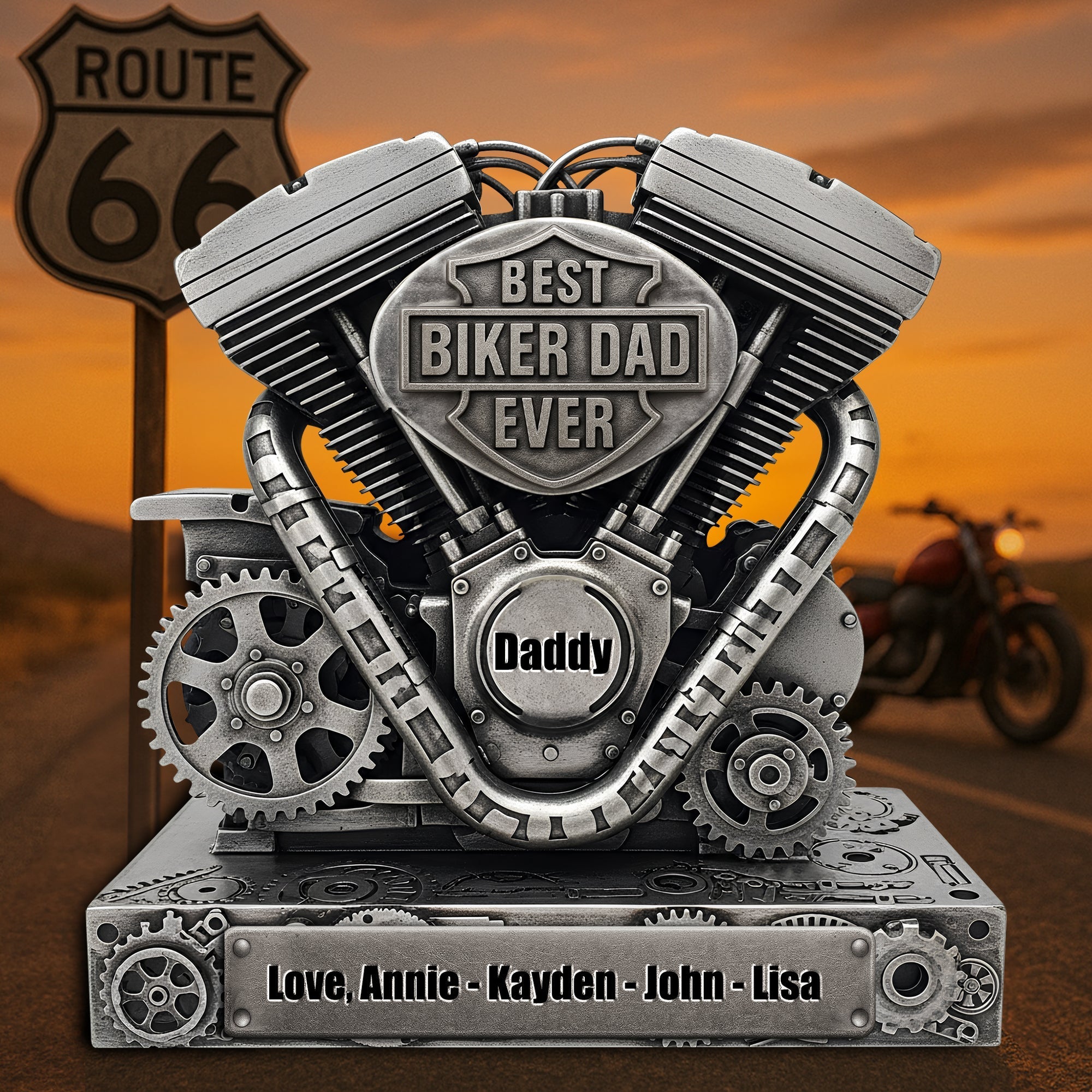 Custom Name Mechanic Ornament, Motorcycle Engine Ornament for Dad, Christmas Acrylic Ornament, Outdoor Christmas Decorations