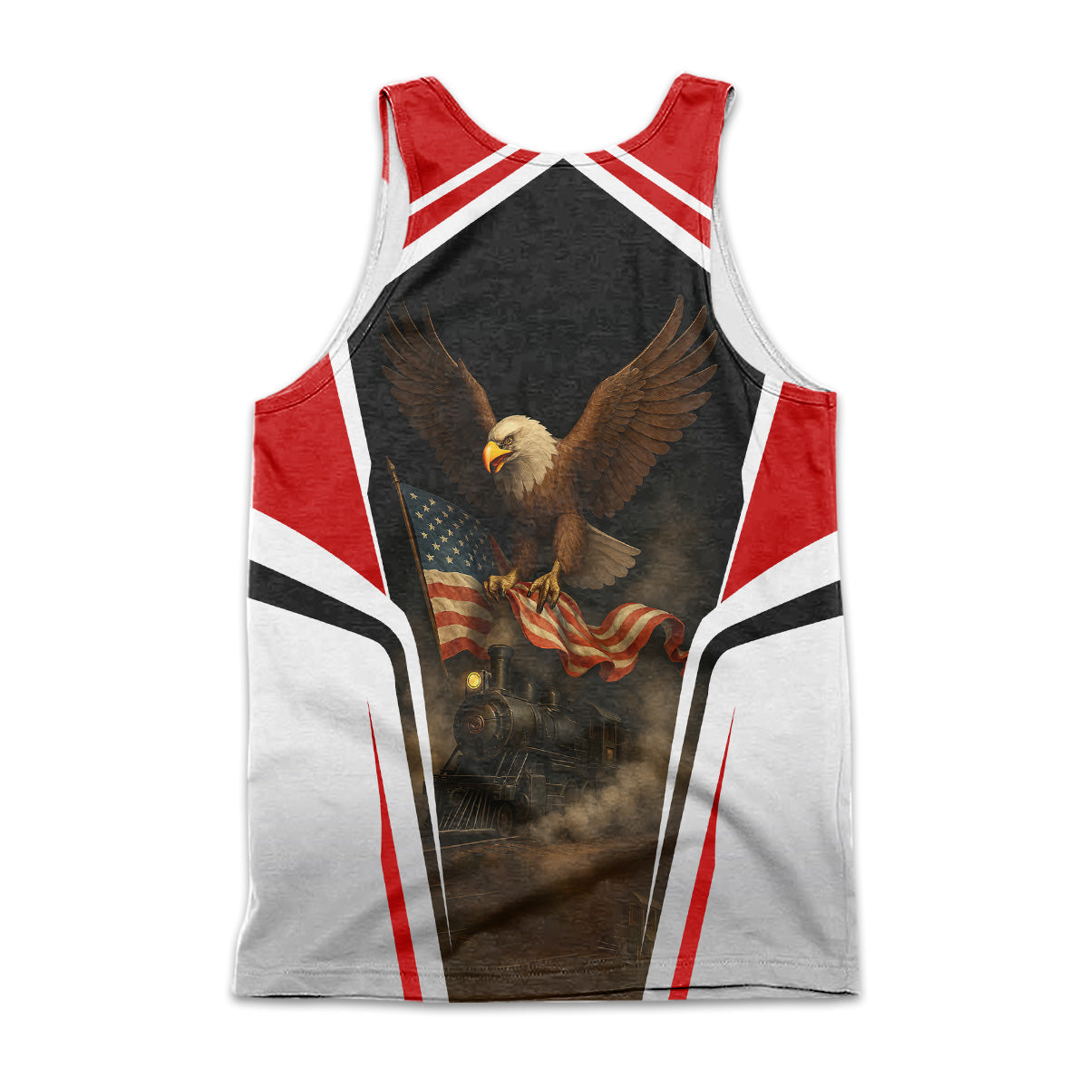 Railspirit Personalized The Chief Santa Fe Railroad Men Tank Top American Eagle Vintage Train Shirt