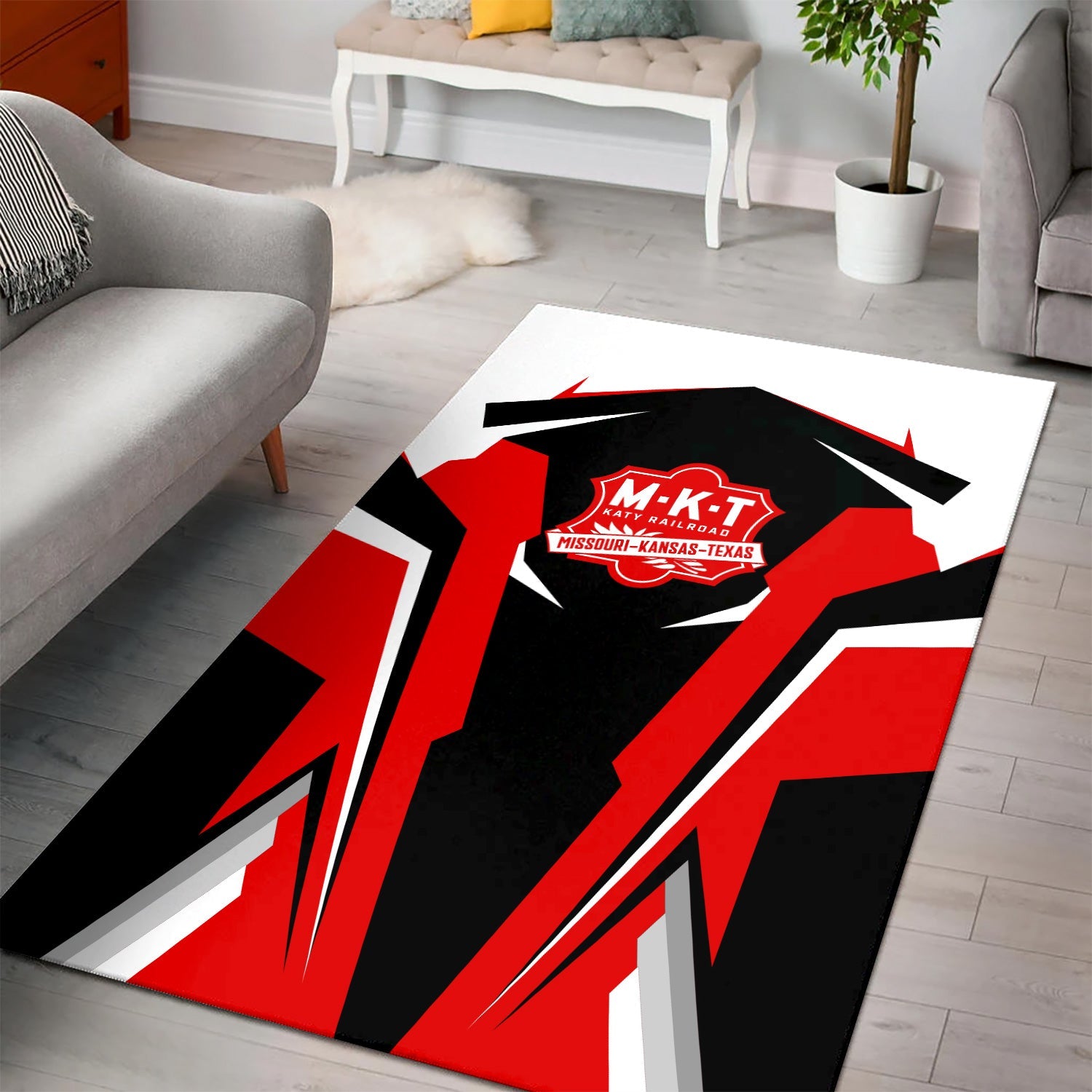 Railspirit Personalized Katy Railroad Area Rug Strong Line Style  Train Area Rug Gift Idea For Train Lover