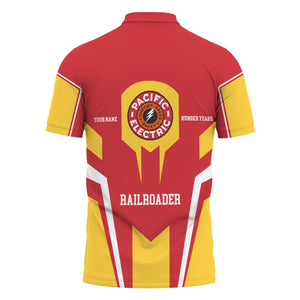 Railspirit Personalized Pacific Electric Railroad Polo Shirt Custom Year Railroader Shirt Gift Idea For Train Lover