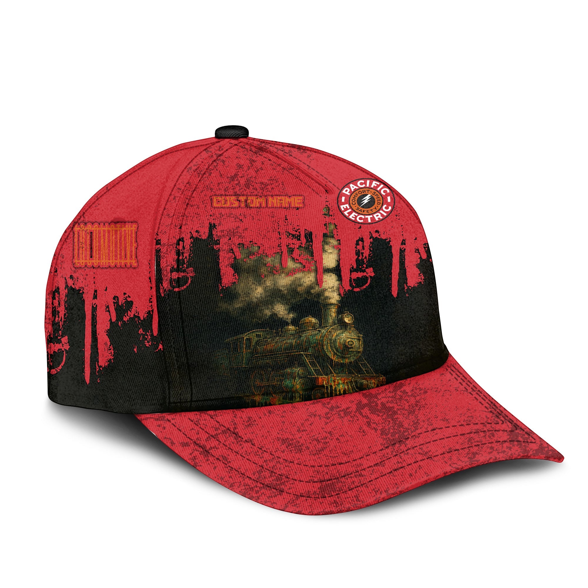 Railspirit Personalized Pacific Electric Railroad Classic Cap Vintage Train Art Style Cap For Locomotive Fans