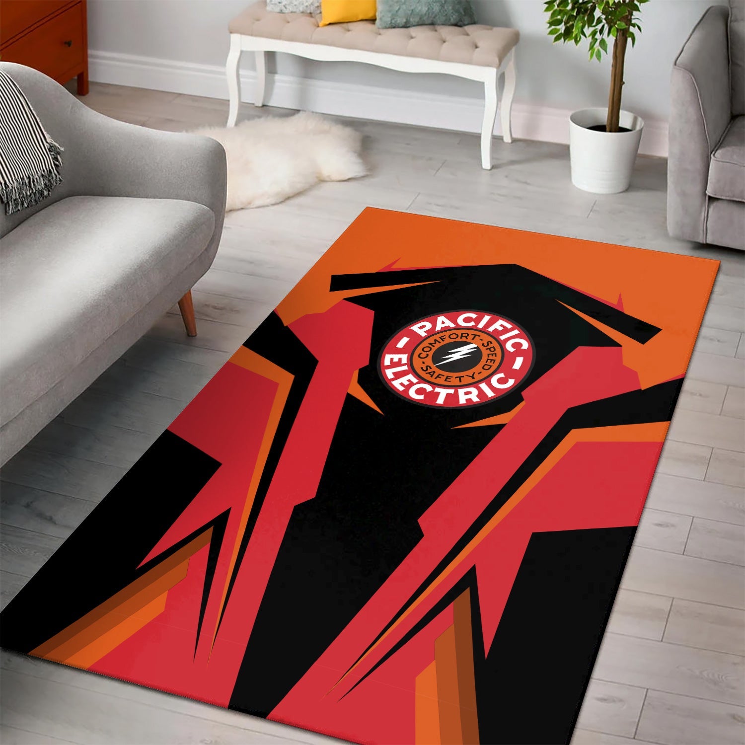 Railspirit Personalized Pacific Electric Railroad Area Rug Strong Line Style  Train Area Rug Gift Idea For Train Lover