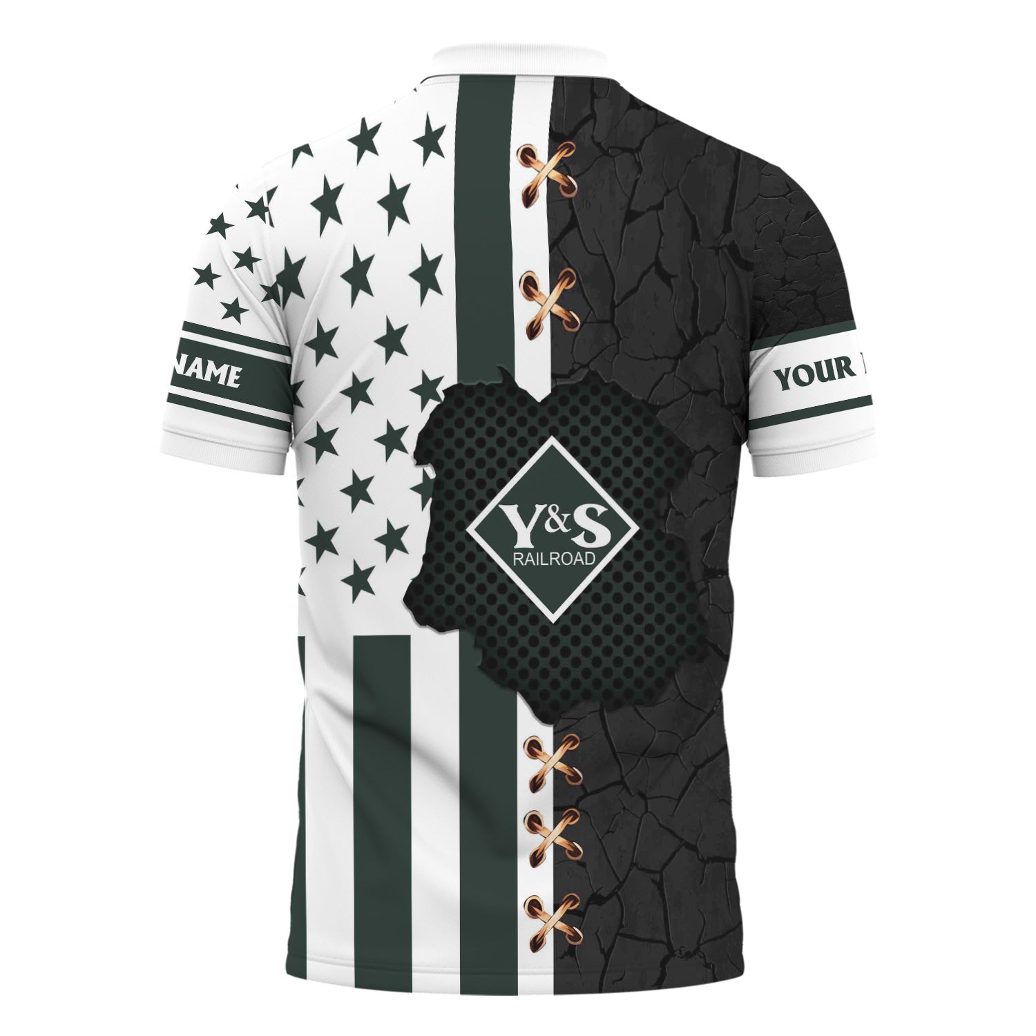 Railspirit Personalized Youngstown & Southern Railroad Polo Shirt American Flag with Crack Effect Train Shirt