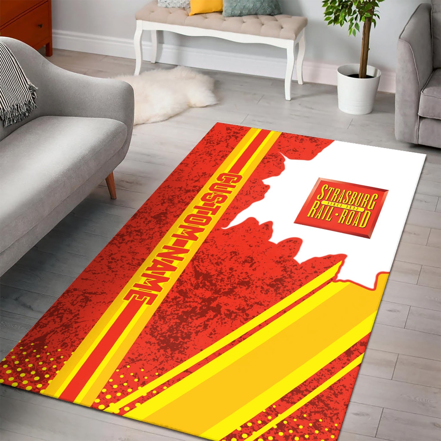 Railspirit Personalized Strasburg Railroad Area Rug Vintage All Over Printed Rug