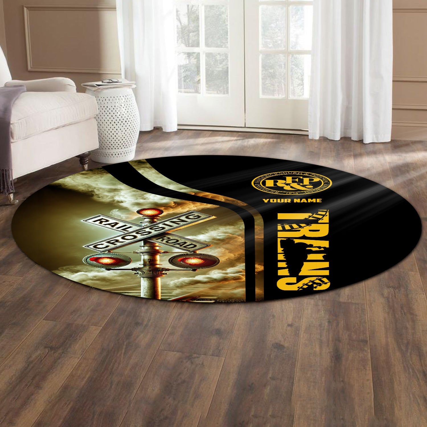 Railspirit Personalized Richmond, Fredericksburg And Potomac Railroad Round Mat Railroad Crossing Sign Mat All Over Print