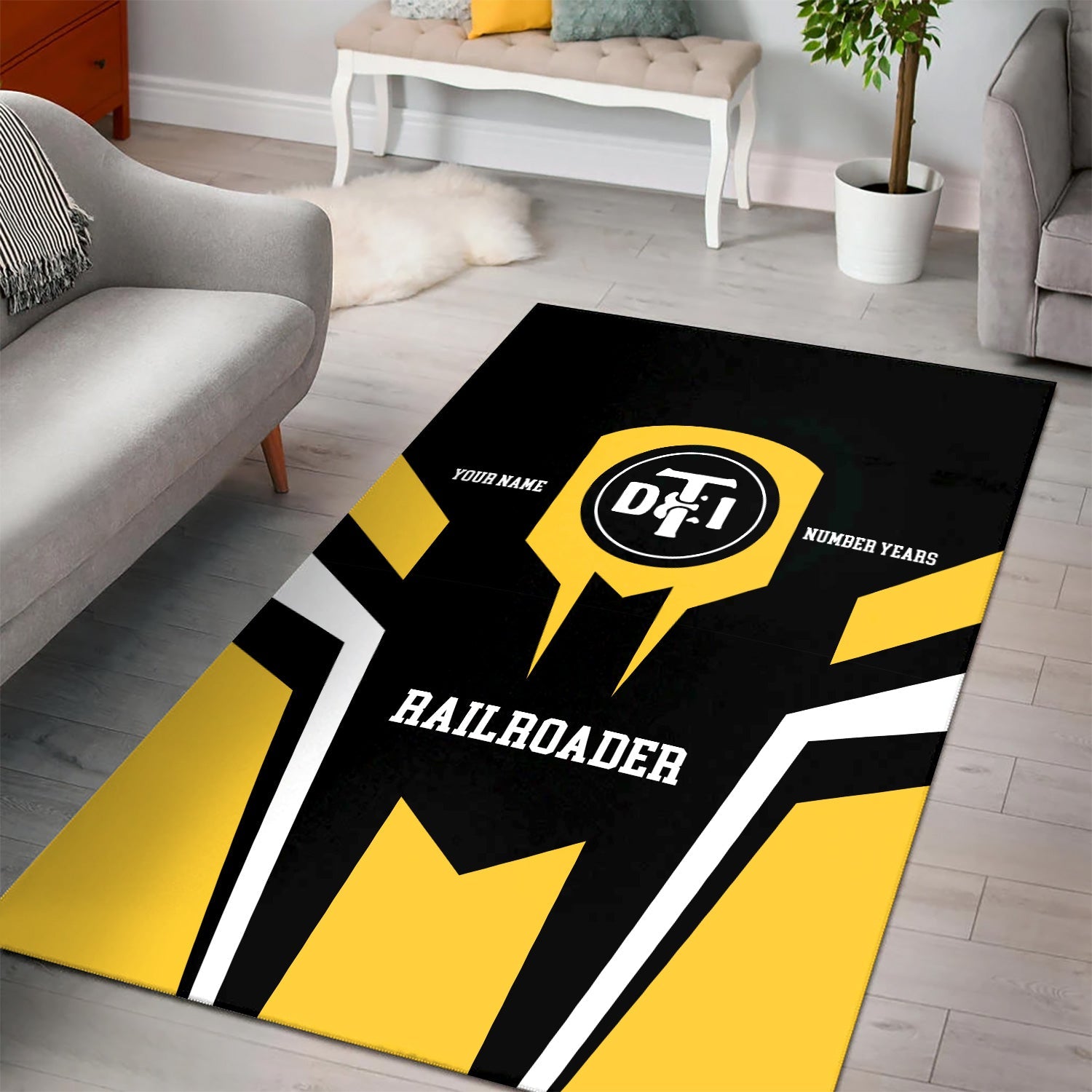 Railspirit Personalized Detroit Toledo And Ironton Railroad Area Rug Custom Year Railroader Rug Gift Idea For Train Lover
