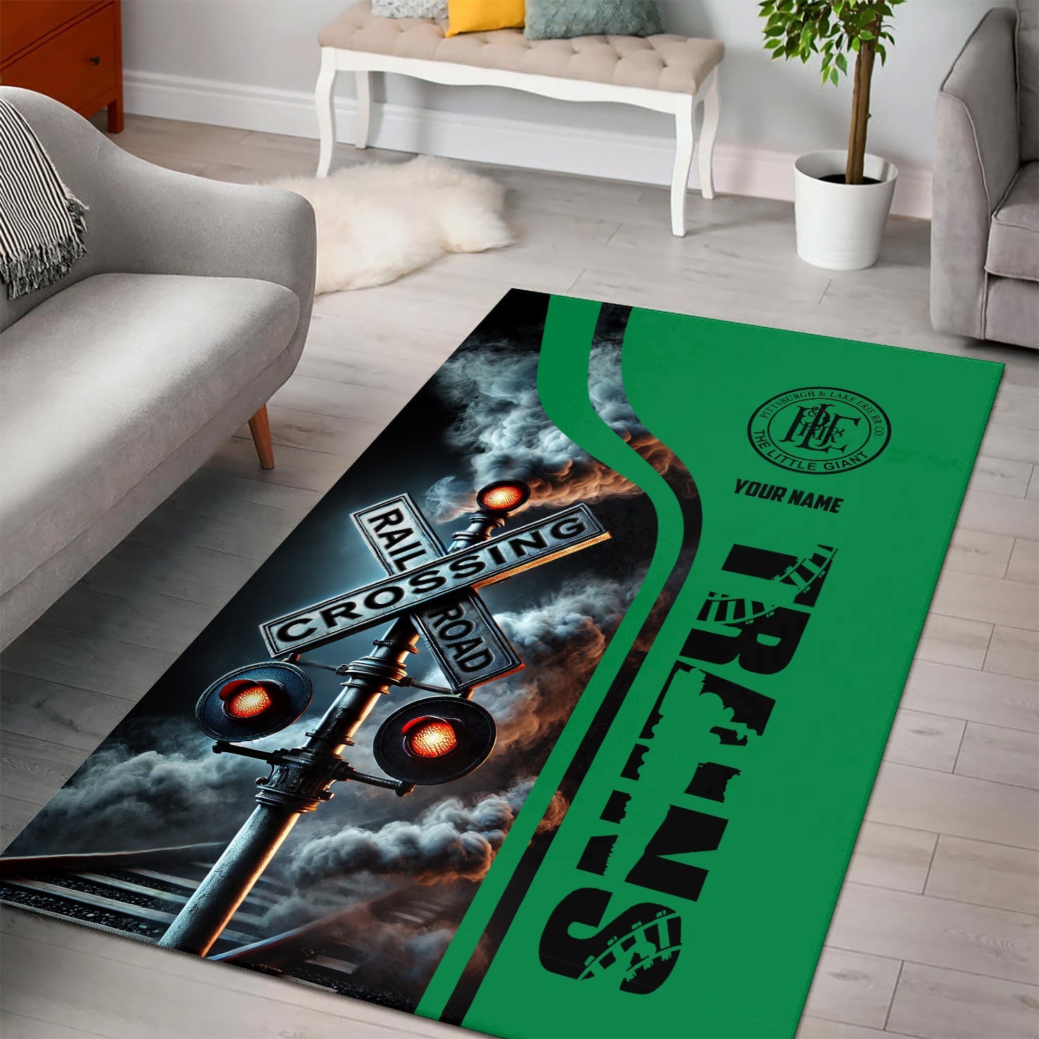 Railspirit Personalized Pittsburgh And Lake Erie Railroad Area Rug Railroad Crossing Sign Rug All Over Print