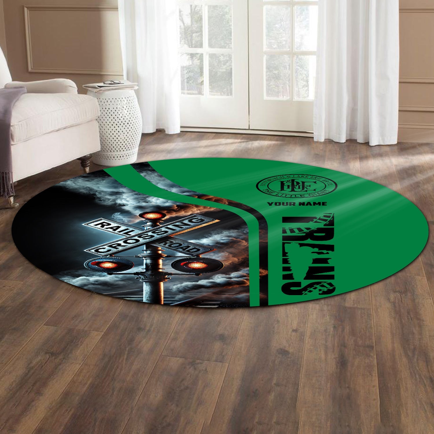 Railspirit Personalized Pittsburgh And Lake Erie Railroad Round Mat Railroad Crossing Sign Mat All Over Print