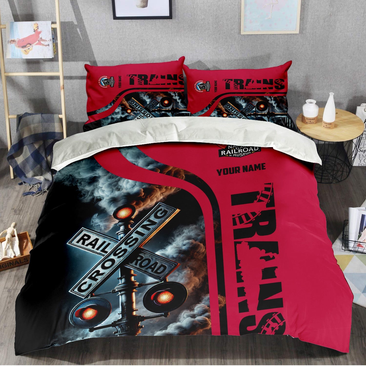Railspirit Personalized Durango And Silverton Narrow Gauge Railroad Bedding Set Railroad Crossing Sign Bedding Set All Over Print
