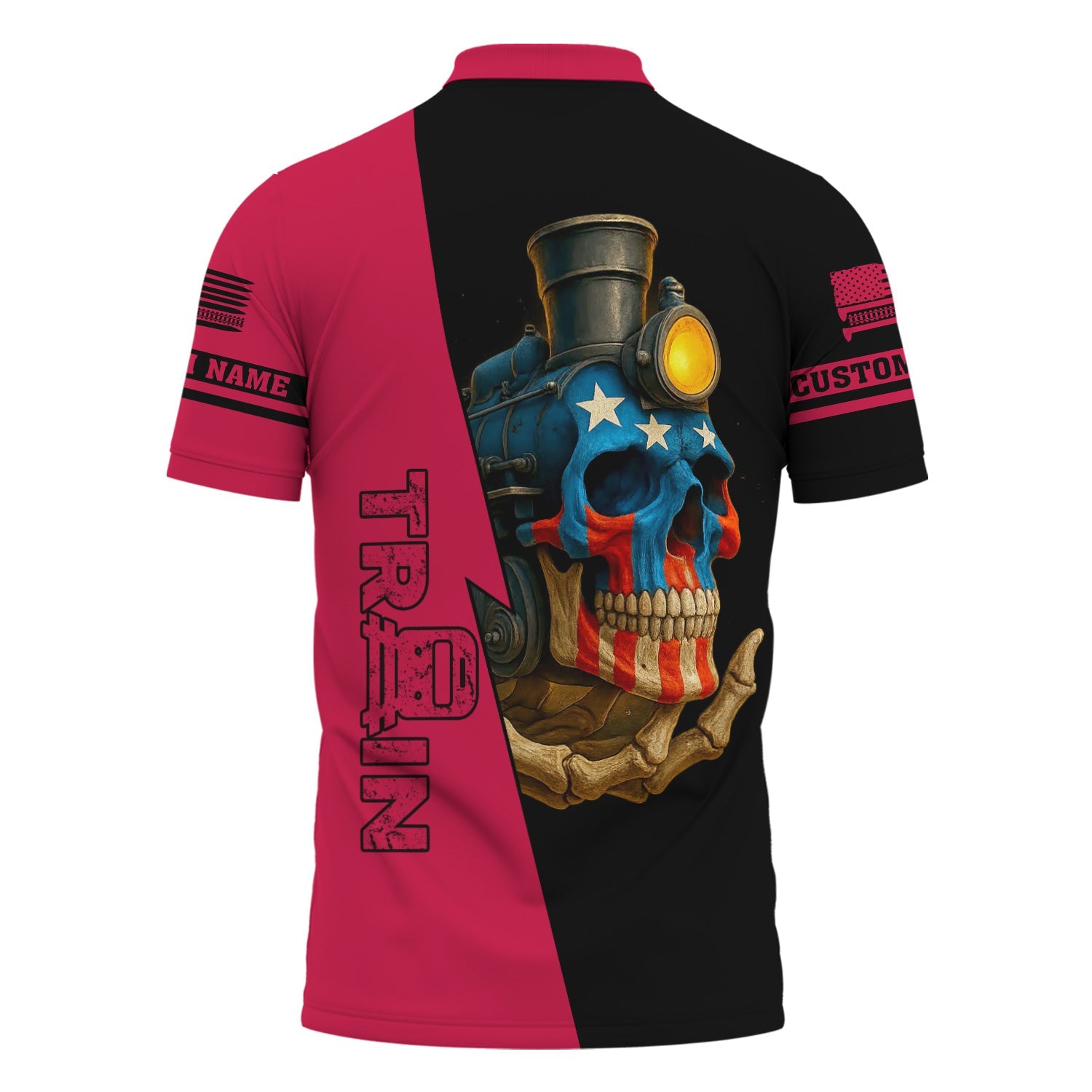 Railspirit Personalized Durango And Silverton Narrow Gauge Railroad Polo Shirt Train Skull American Flag Shirt All Over Print