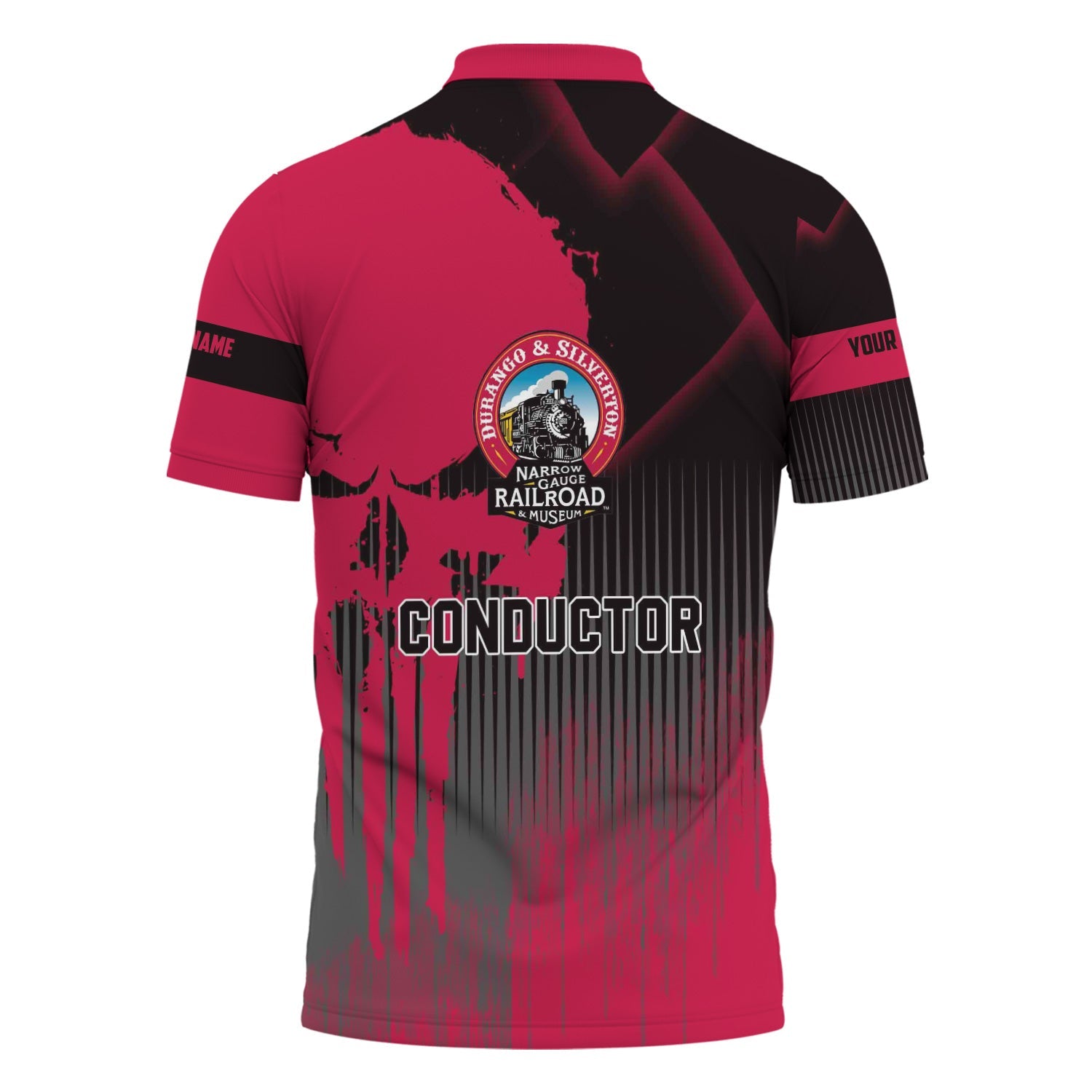 Railspirit Personalized Durango And Silverton Narrow Gauge Railroad Polo Shirt Skull Design with Custom Job Train Shirt for Trackhead Crew