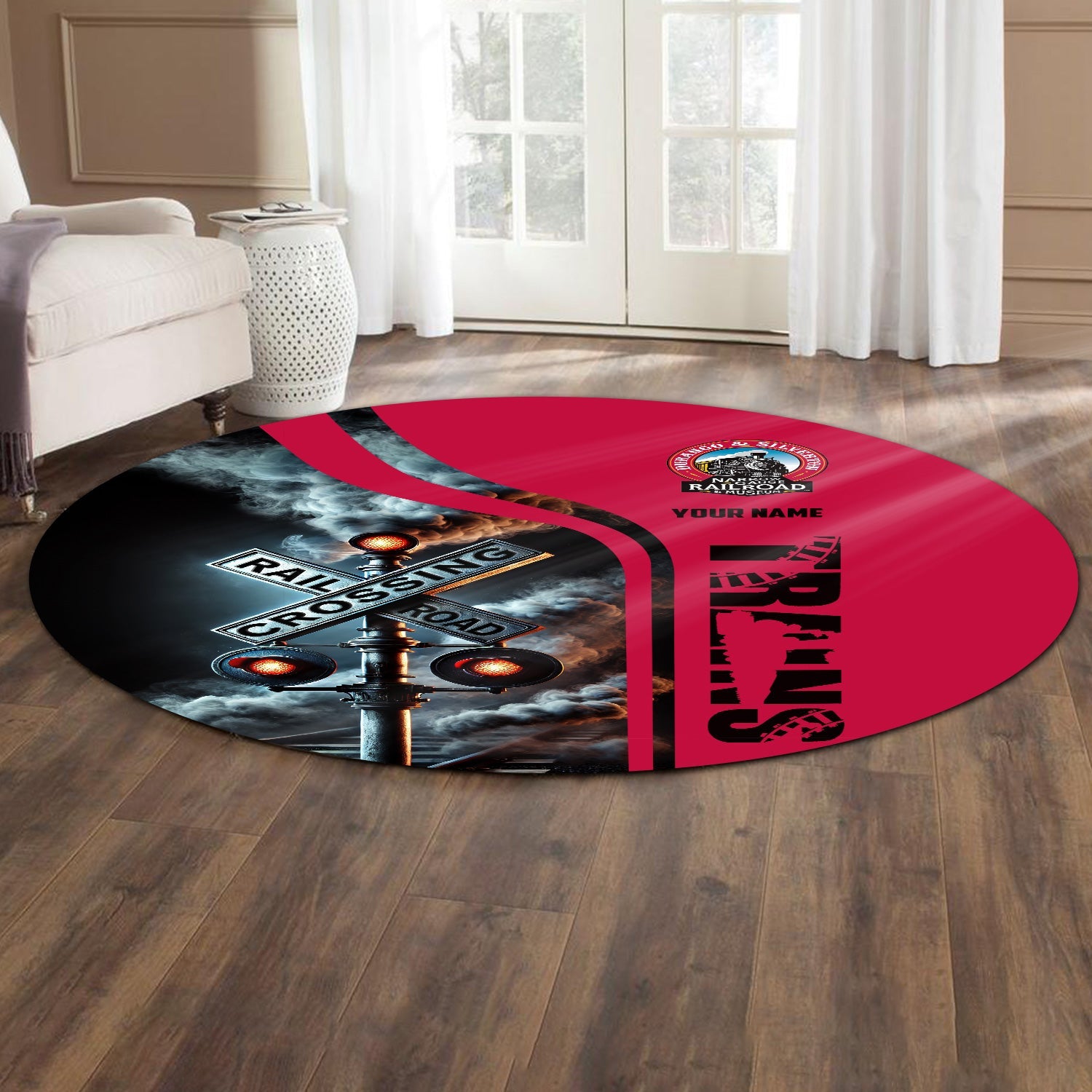 Railspirit Personalized Durango And Silverton Narrow Gauge Railroad Round Mat Railroad Crossing Sign Mat All Over Print