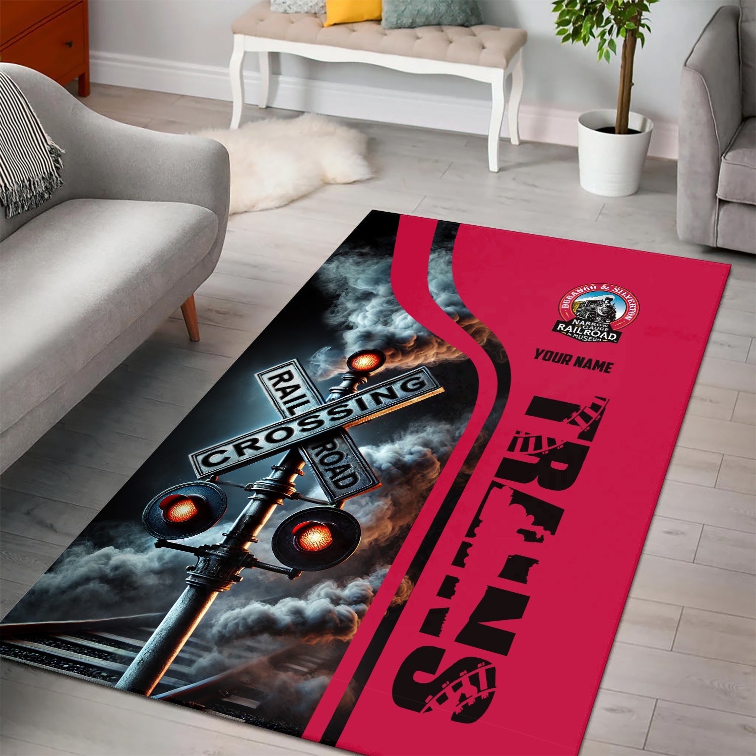 Railspirit Personalized Durango And Silverton Narrow Gauge Railroad Area Rug Railroad Crossing Sign Rug All Over Print