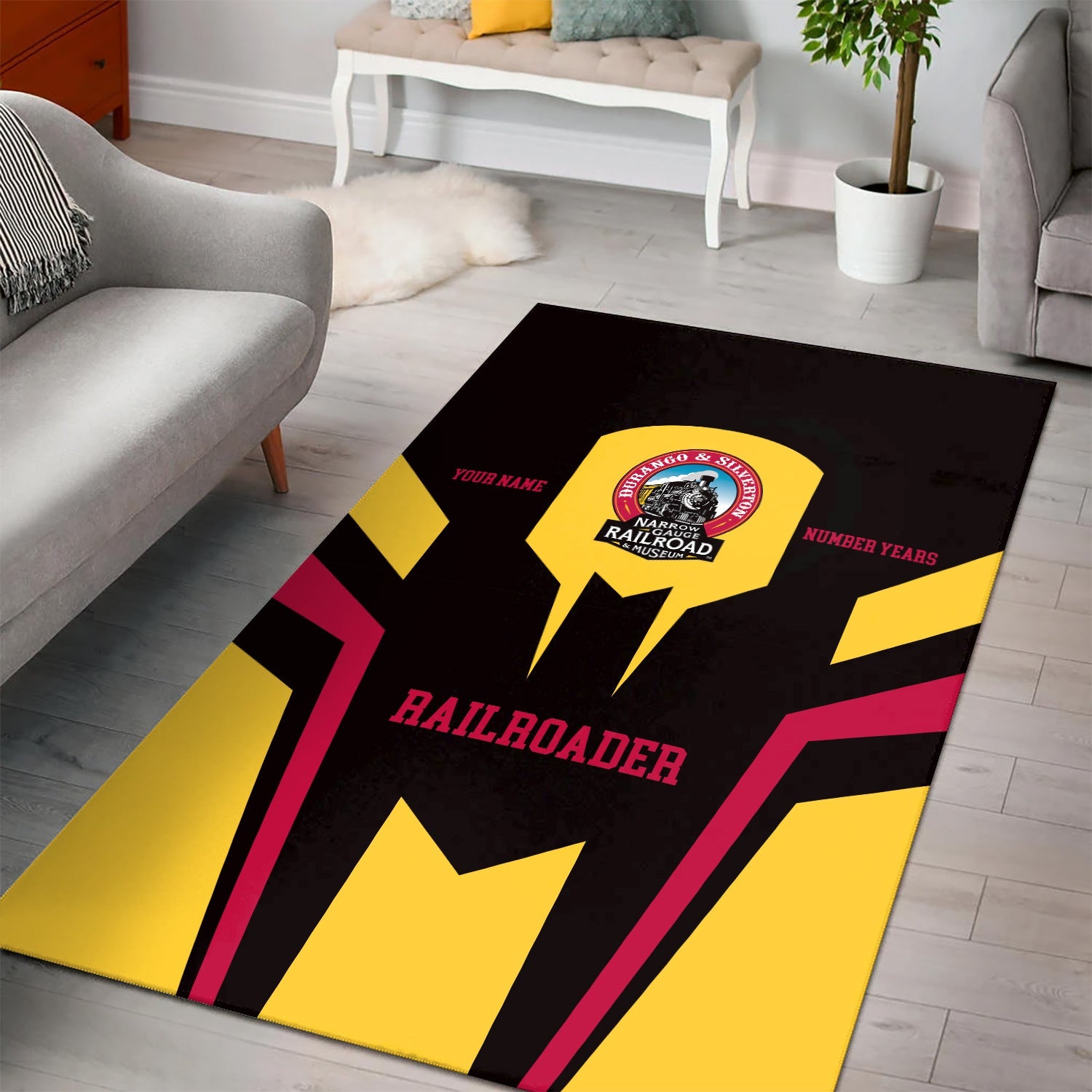 Railspirit Personalized Durango And Silverton Narrow Gauge Railroad Area Rug Custom Year Railroader Rug Gift Idea For Train Lover