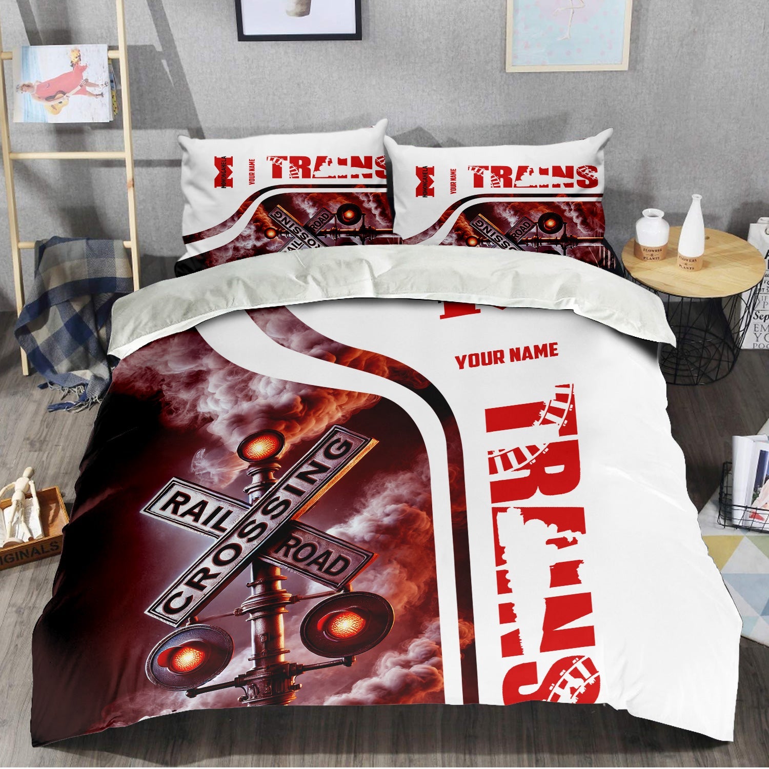 Railspirit Personalized Monongahela Railroad Bedding Set Railroad Crossing Sign Bedding Set All Over Print