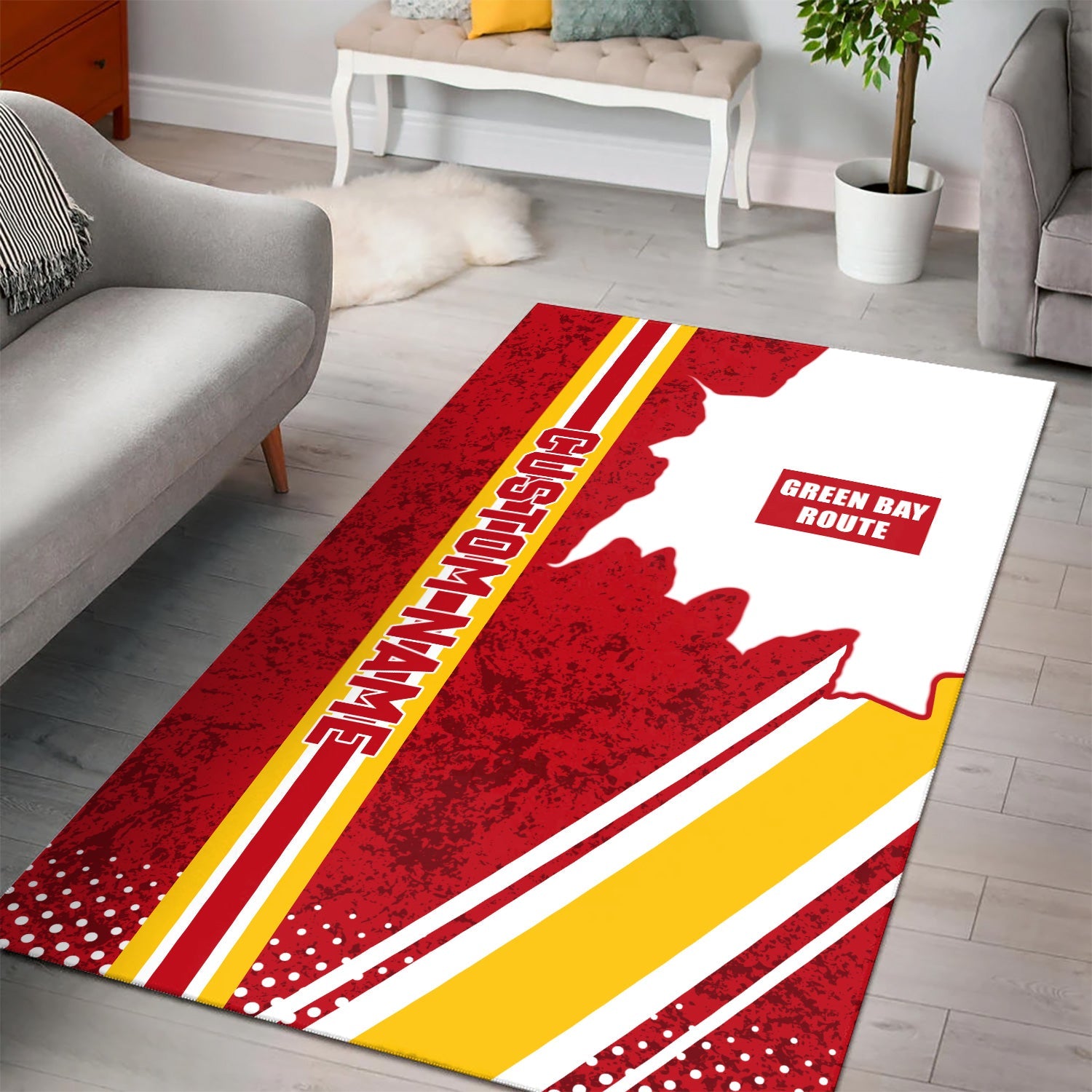 Railspirit Personalized Green Bay & Western Railroad Area Rug Vintage All Over Printed Rug
