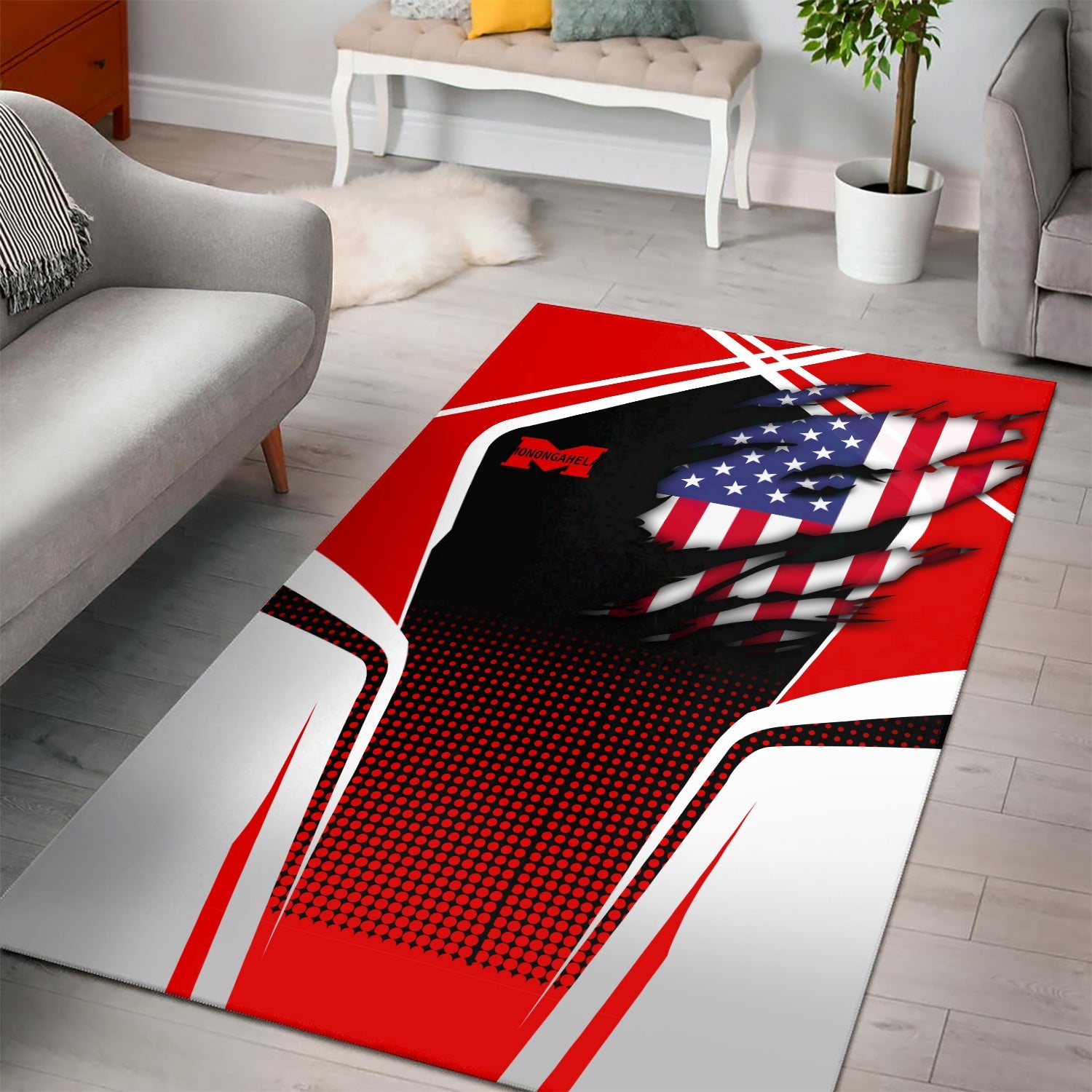 Railspirit Personalized Monongahela Railroad Area Rug American Eagle Vintage Train Rug