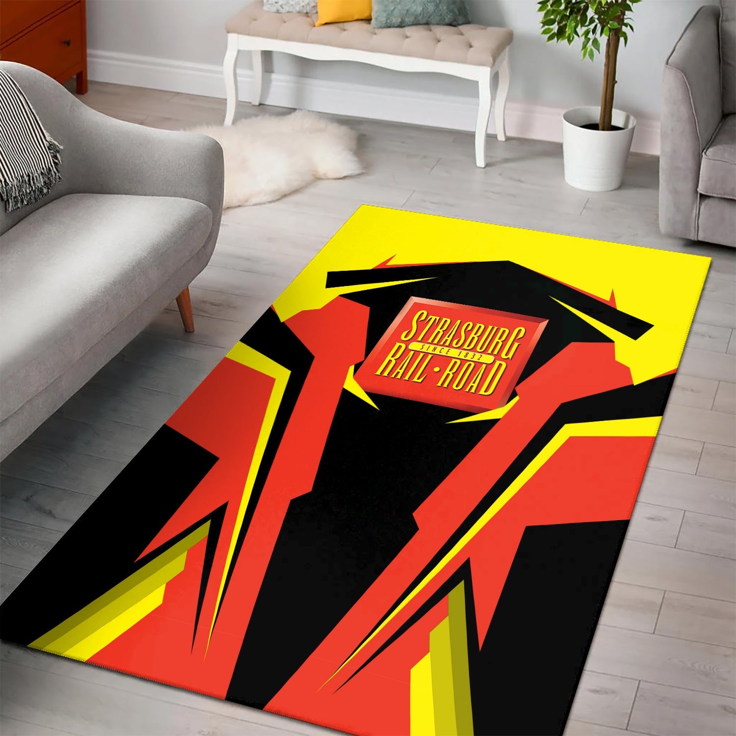 Railspirit Personalized Strasburg Railroad Area Rug Strong Line Style  Train Area Rug Gift Idea For Train Lover