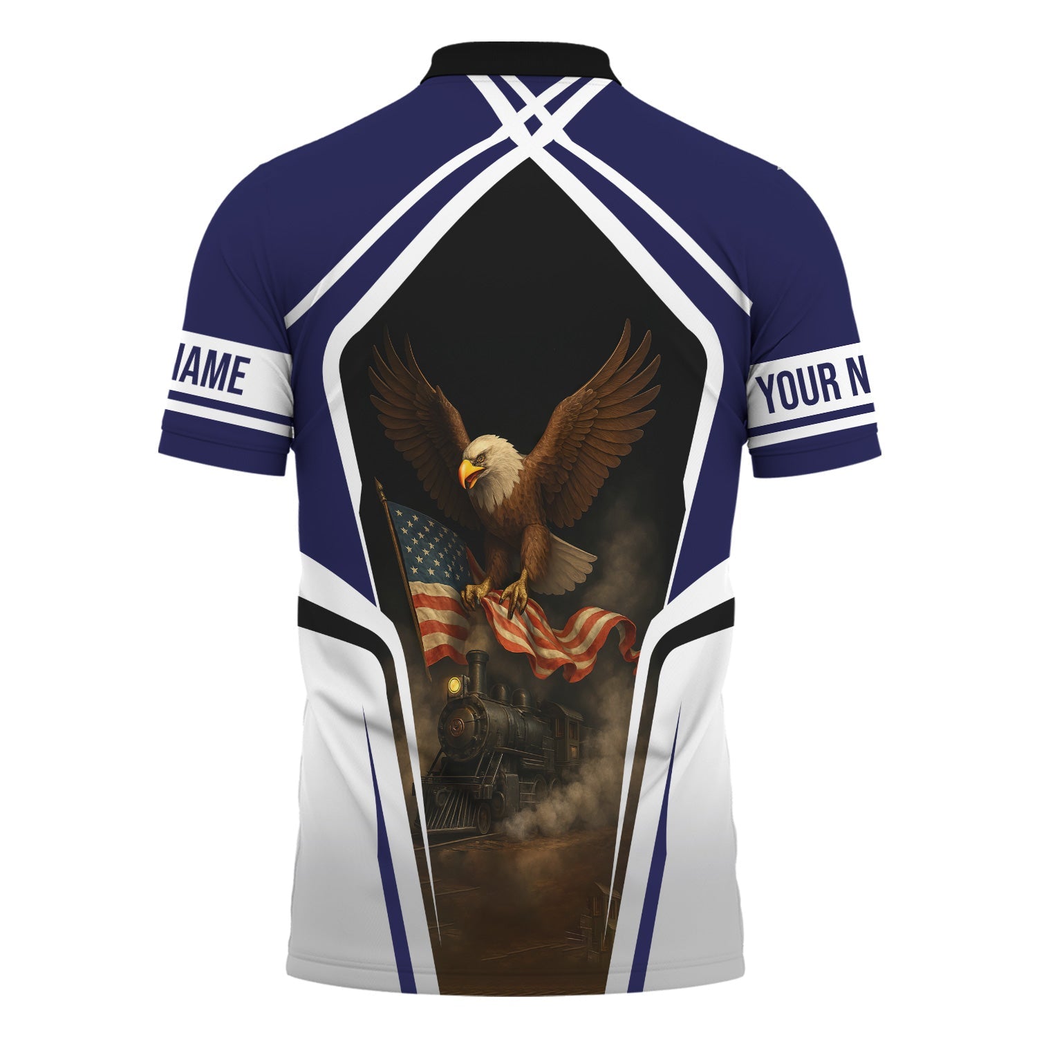 Railspirit Personalized CSX Transportation Railroad Polo Shirt American Eagle Vintage Train Shirt