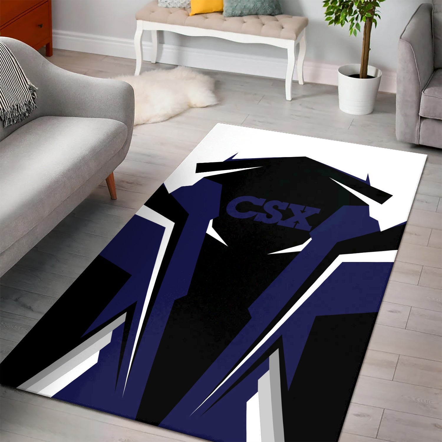 Railspirit Personalized CSX Transportation Railroad Area Rug Strong Line Style  Train Area Rug Gift Idea For Train Lover