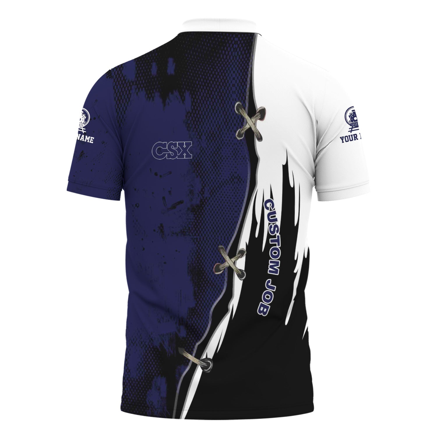 Railspirit Personalized CSX Transportation Railroad Polo Shirt Retro Stitches Design with Custom Position Train Shirt