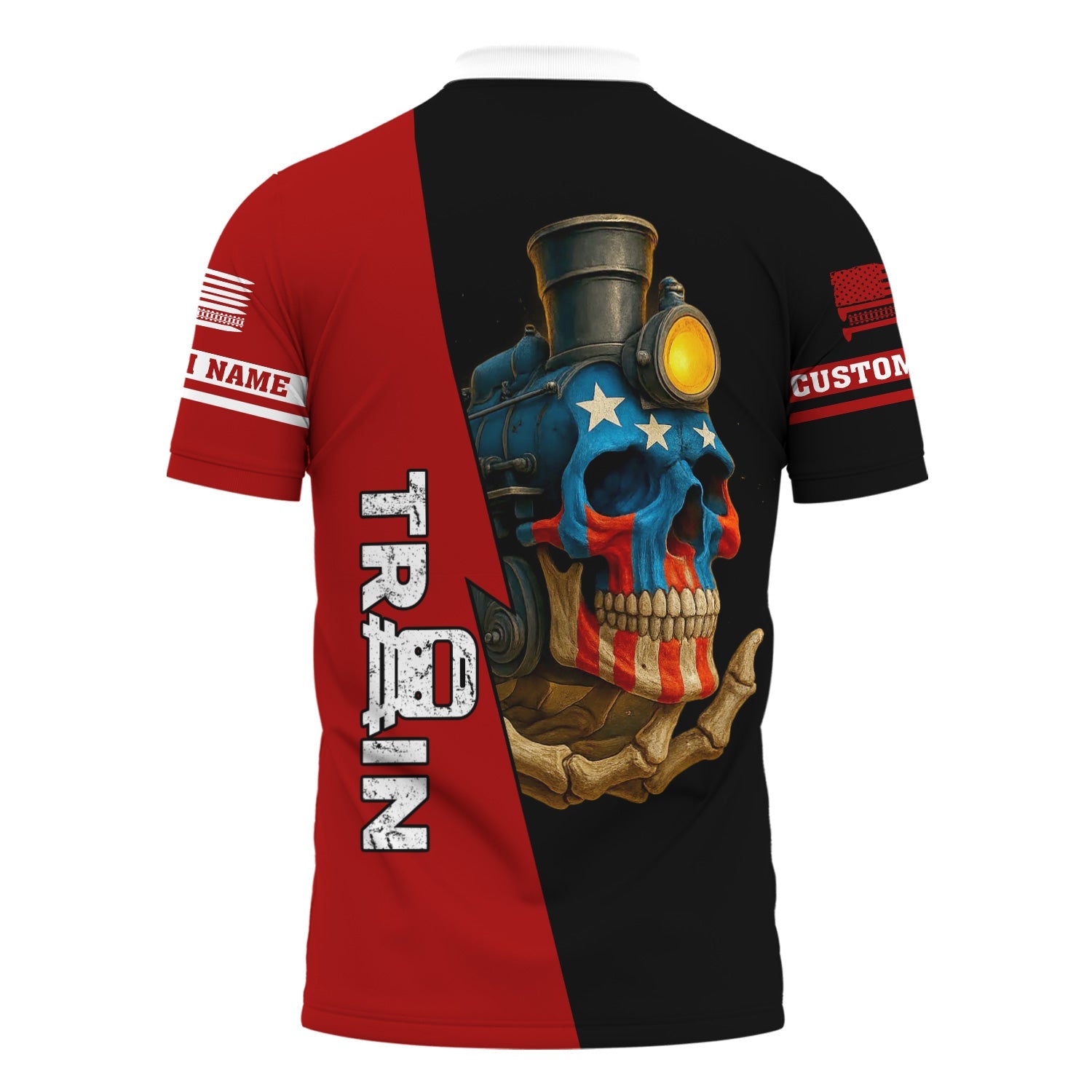 Railspirit Personalized Monon Railroad Polo Shirt Train Skull American Flag Shirt All Over Print