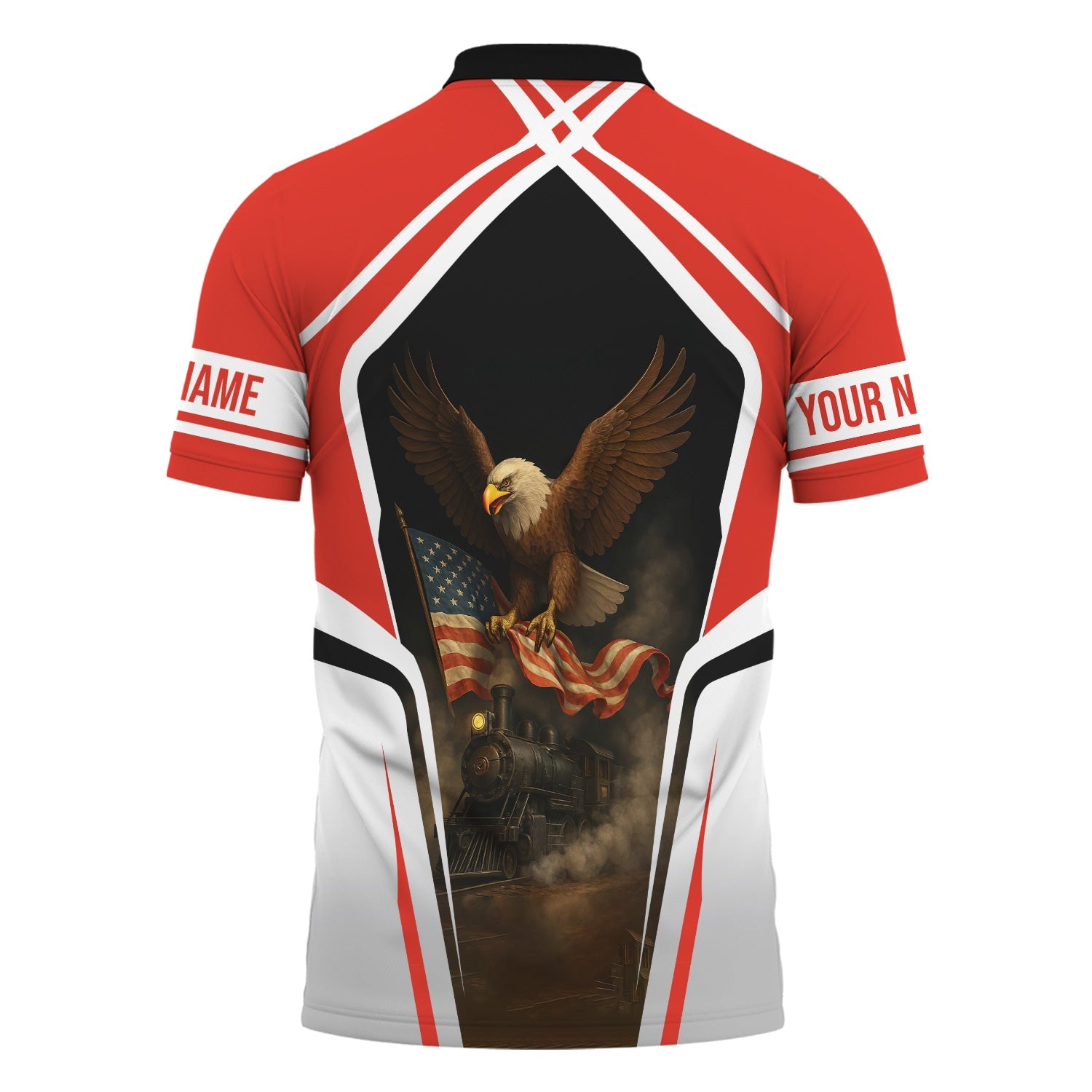 Railspirit Personalized Canadian National Railroad Polo Shirt American Eagle Vintage Train Shirt