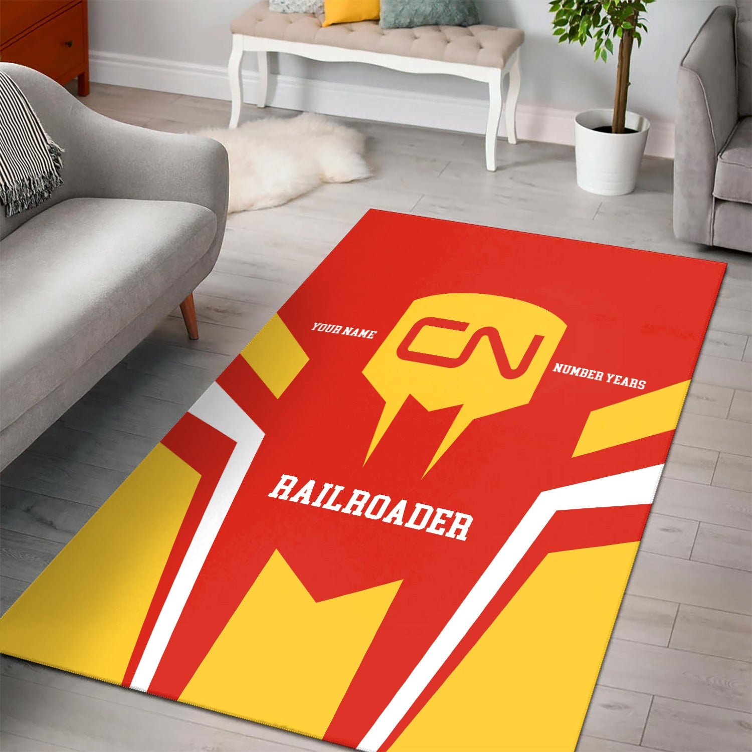 Railspirit Personalized Canadian National Railroad Area Rug Custom Year Railroader Rug Gift Idea For Train Lover