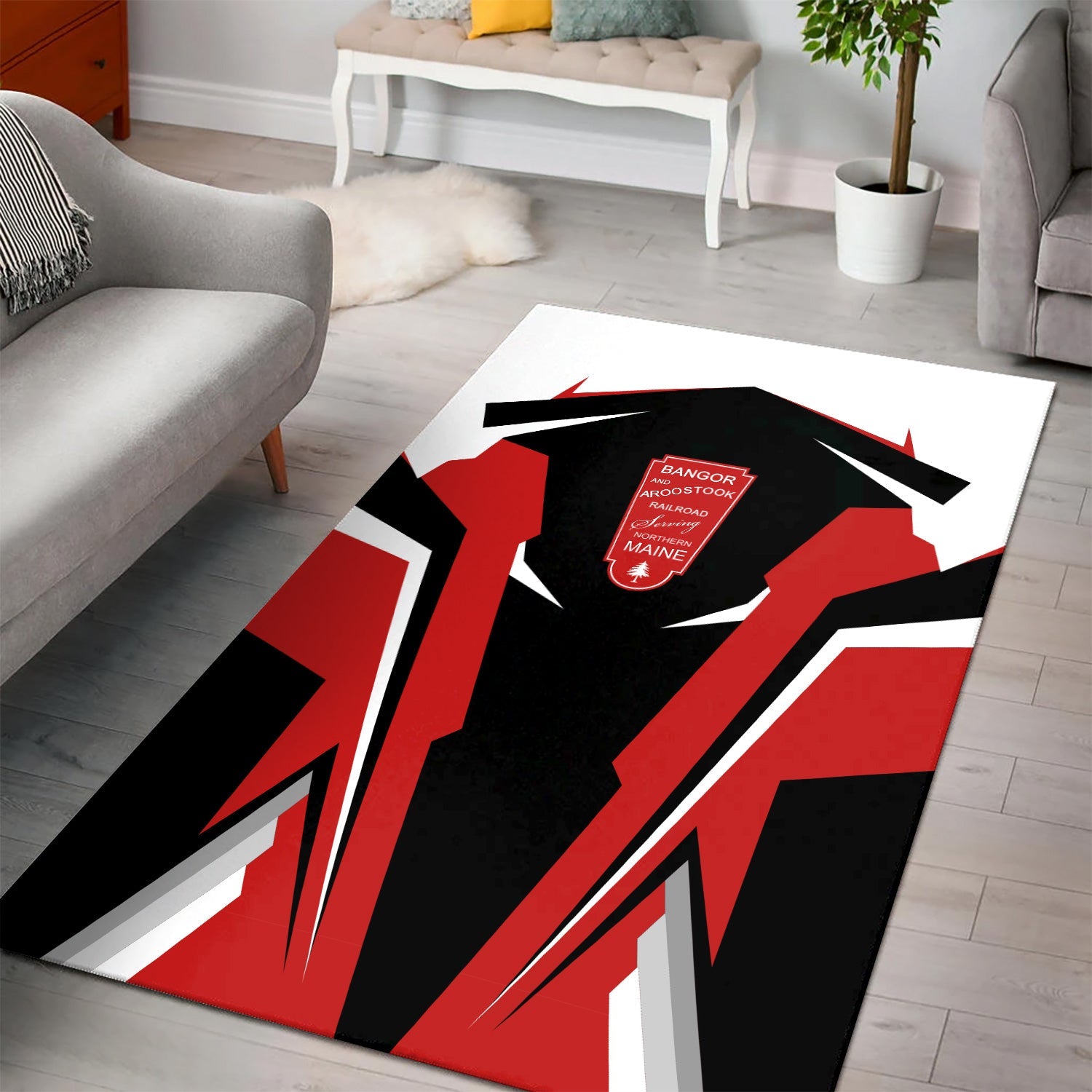 Railspirit Personalized Bangor And Aroostook Railroad Area Rug Strong Line Style  Train Area Rug Gift Idea For Train Lover