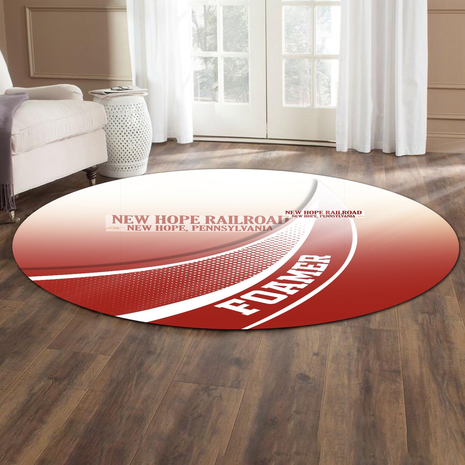 Railspirit New Hope Railroad Round Mat Railway-Themed Style Mat Gift Idea For Trainspotter