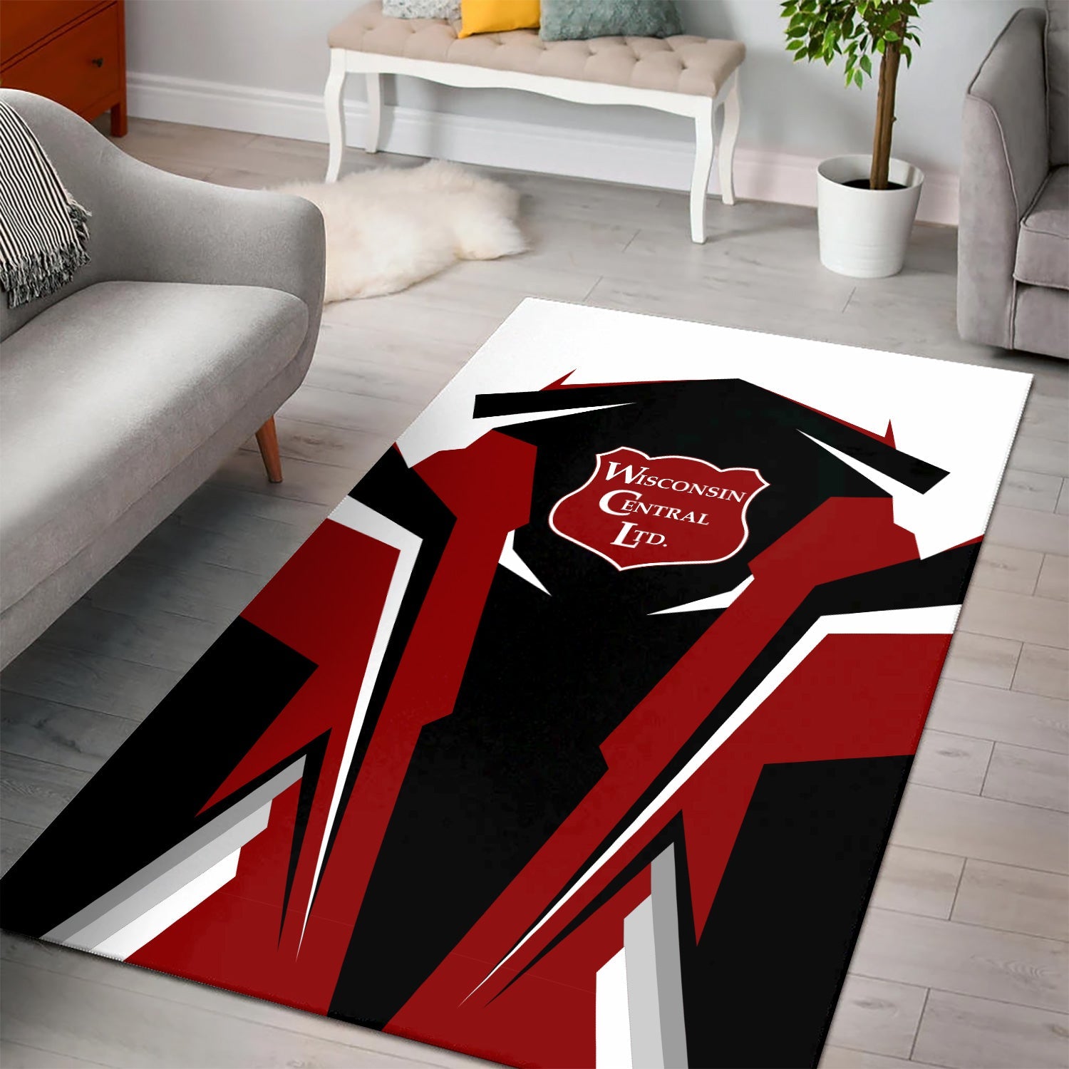 Railspirit Personalized Wisconsin Central Ltd Railroad Area Rug Strong Line Style  Train Area Rug Gift Idea For Train Lover