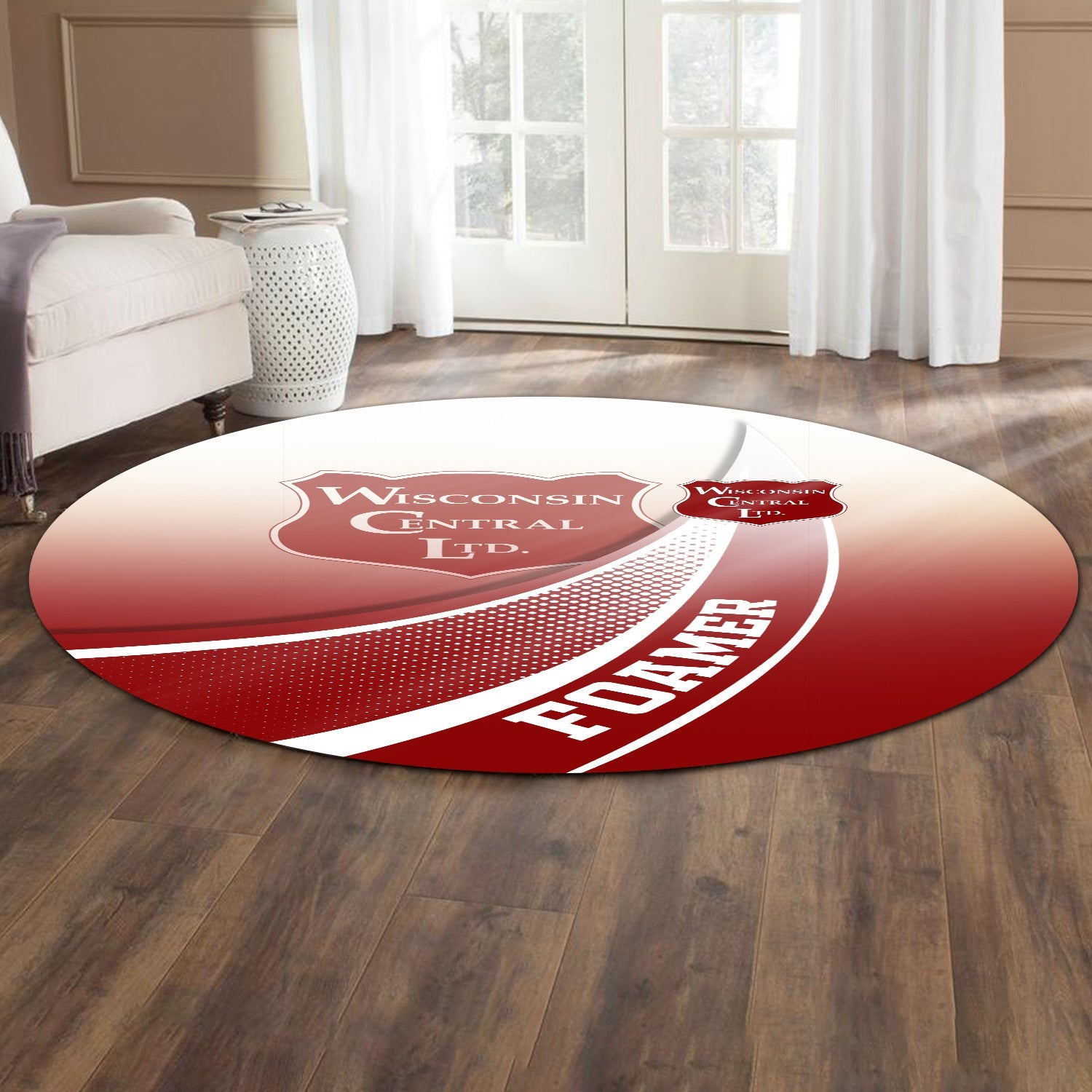 Railspirit Wisconsin Central Ltd Railroad Round Mat Railway-Themed Style Mat Gift Idea For Trainspotter