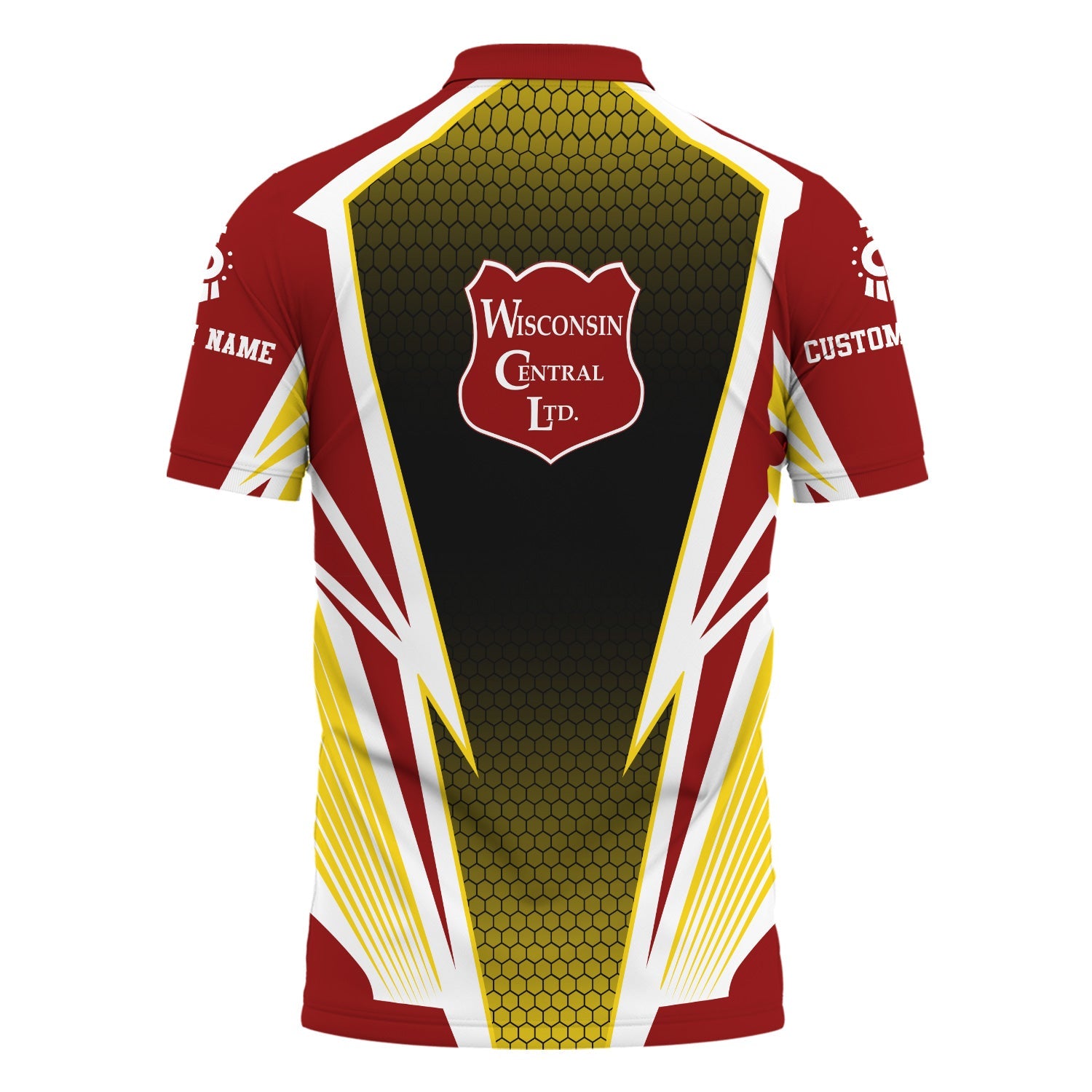 Railspirit Personalized Wisconsin Central Ltd Railroad Polo Shirt Lightning Graphic Style Shirt Gift Idea For Train Lover