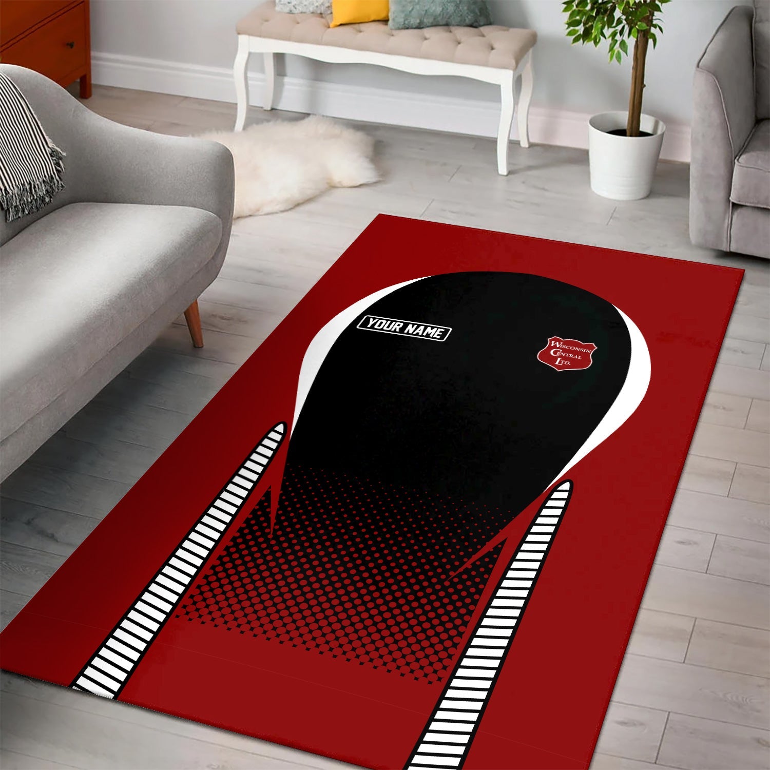 Railspirit Personalized Wisconsin Central Ltd Railroad Area Rug All Over Printed Rug