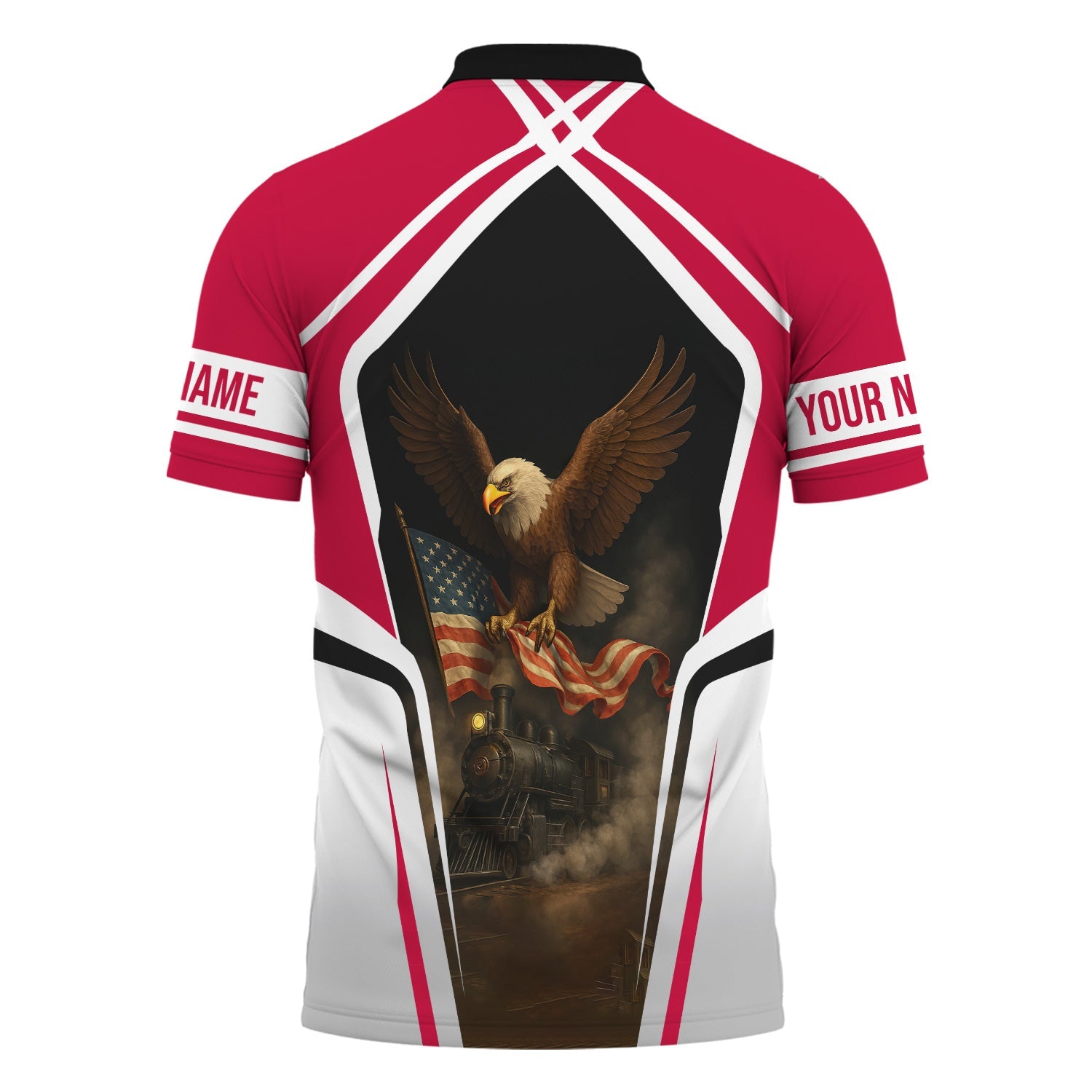 Railspirit Personalized Canadian Pacific Railroad Polo Shirt American Eagle Vintage Train Shirt