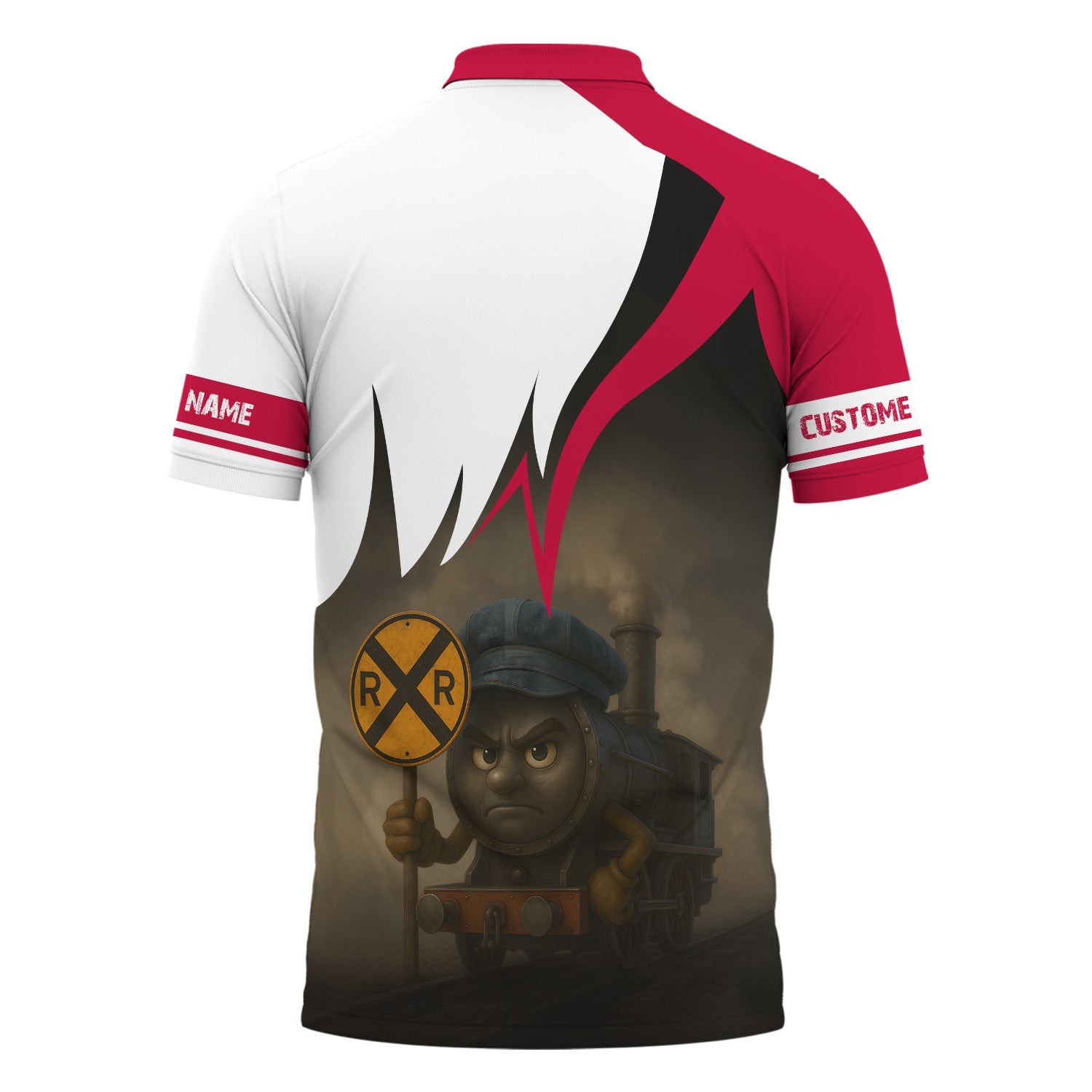 Railspirit Personalized Canadian Pacific Railroad Polo Shirt Angry Train Polo Shirt Gift Idea For Train Lover