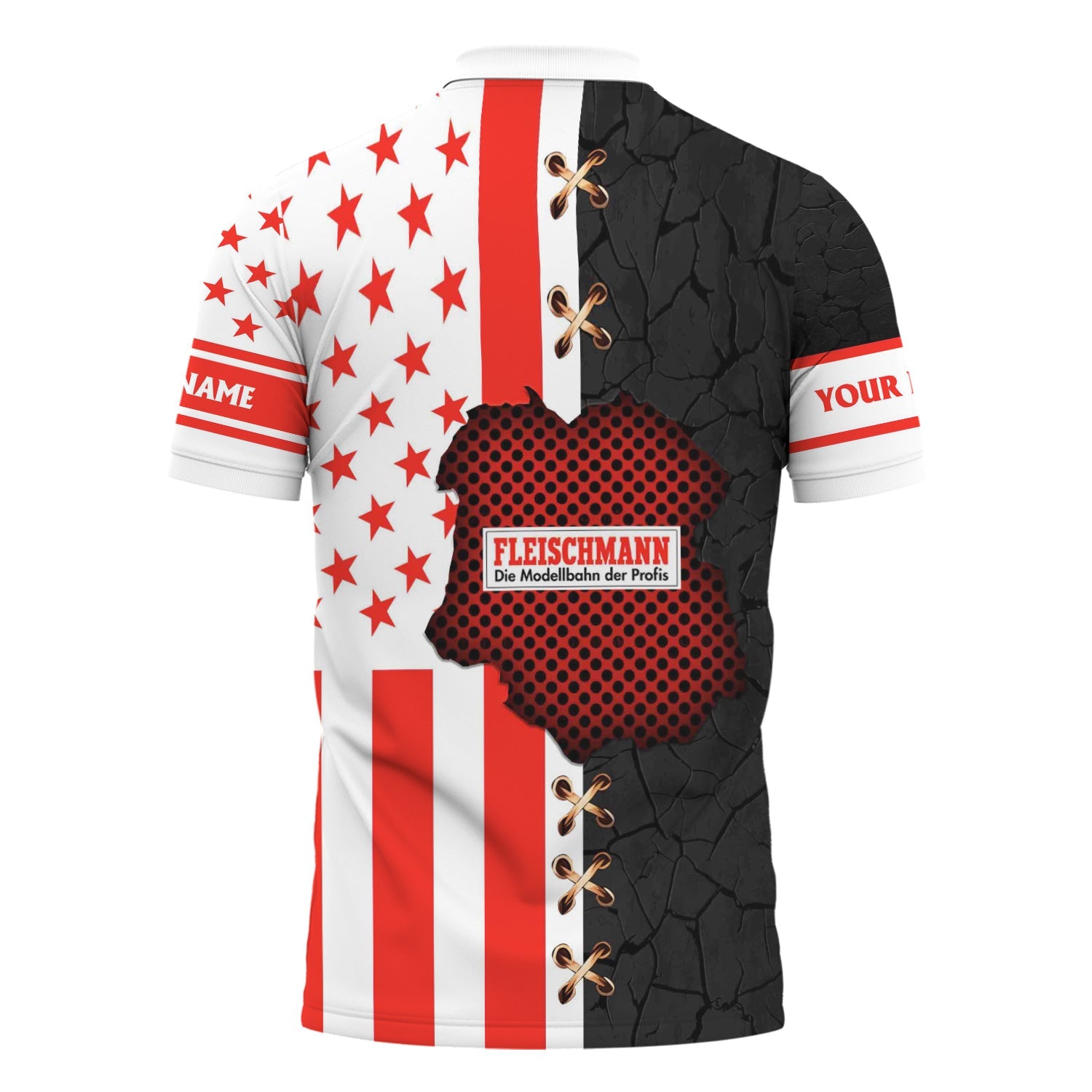 Railspirit Personalized Fleischmann And Western Railroad Polo Shirt American Flag with Crack Effect Train Shirt