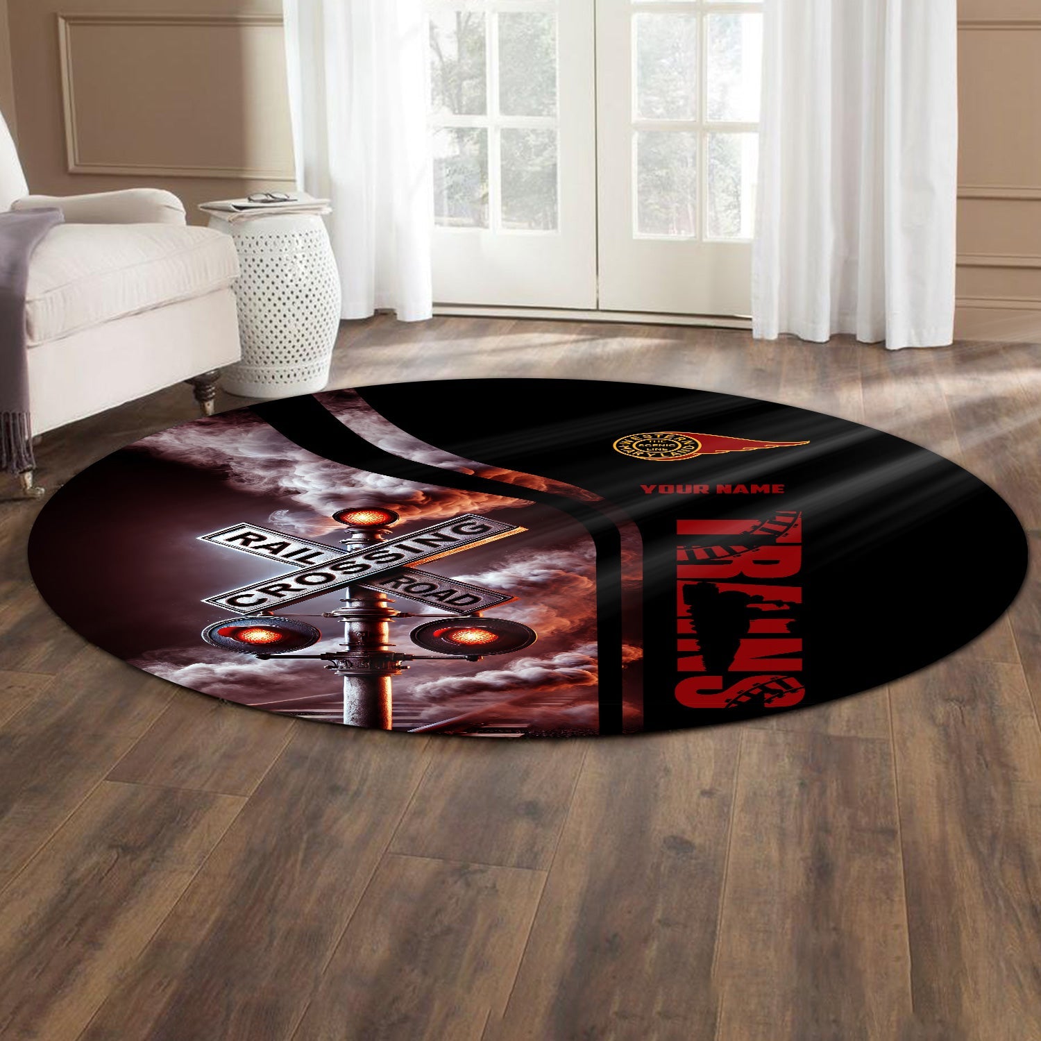 Railspirit Personalized Western Maryland Railway Round Mat Railroad Crossing Sign Mat All Over Print