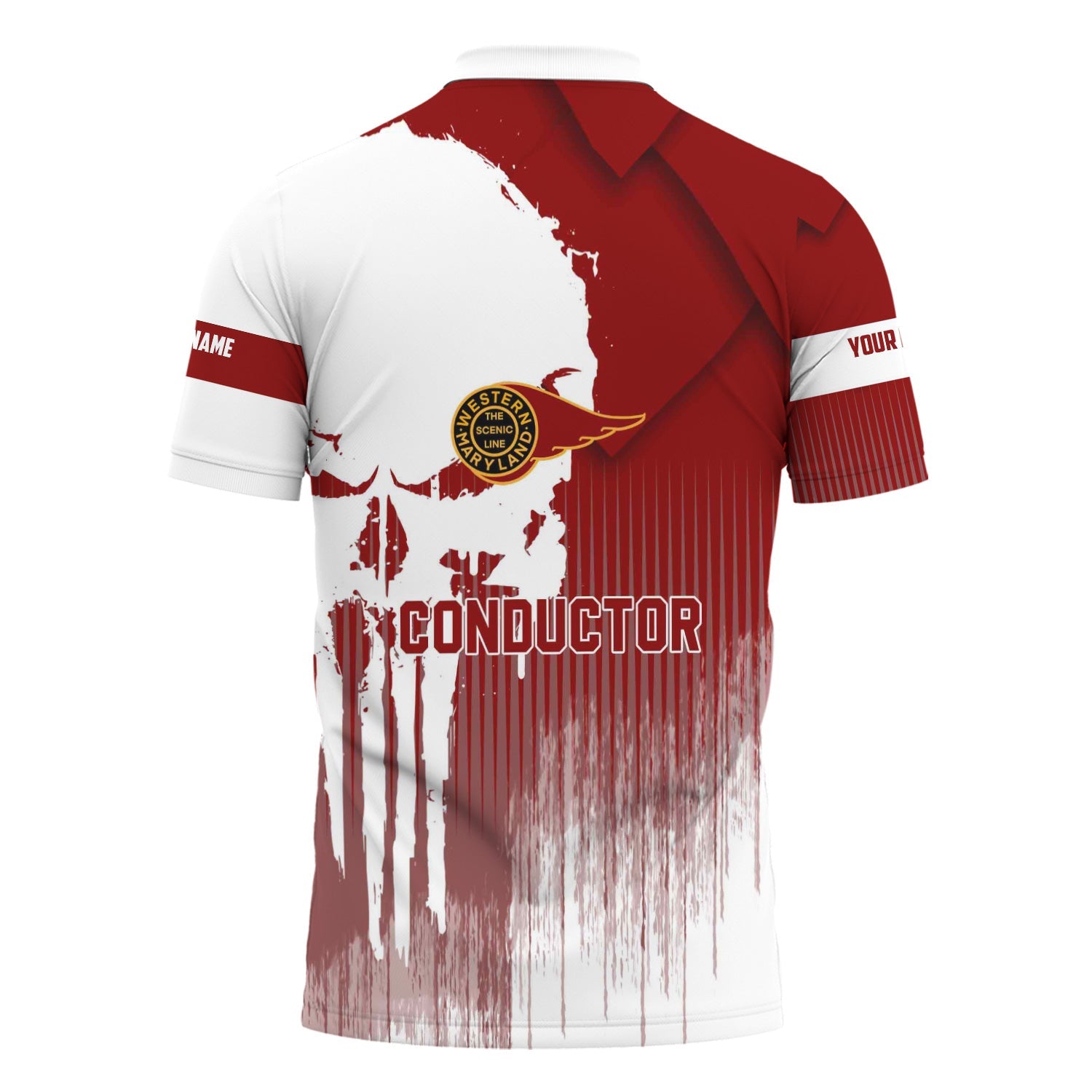Railspirit Personalized Western Maryland Railway Polo Shirt Skull Design with Custom Job Train Shirt for Trackhead Crew