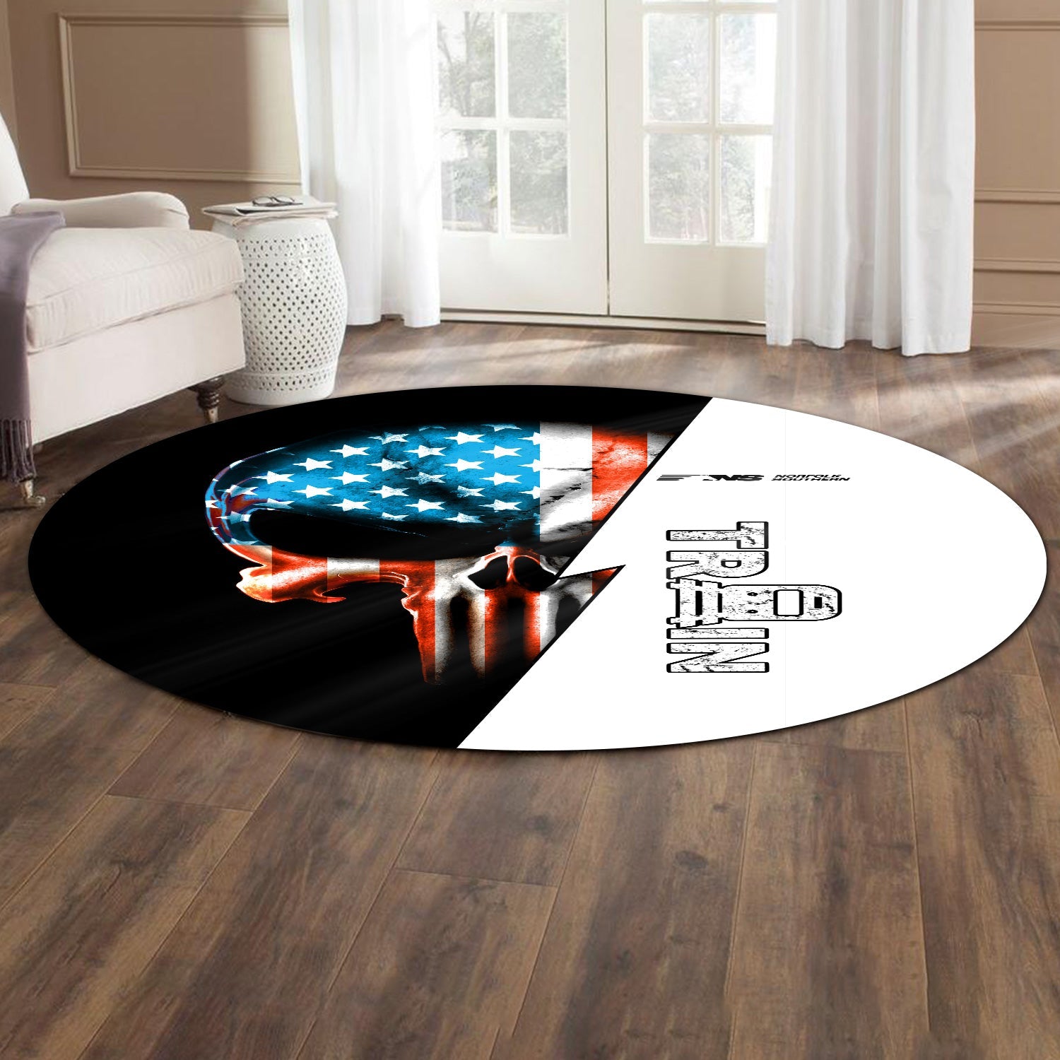 Railspirit Norfolk Southern Railway Round Mat Train Skull American Flag Style Rug All Over Print