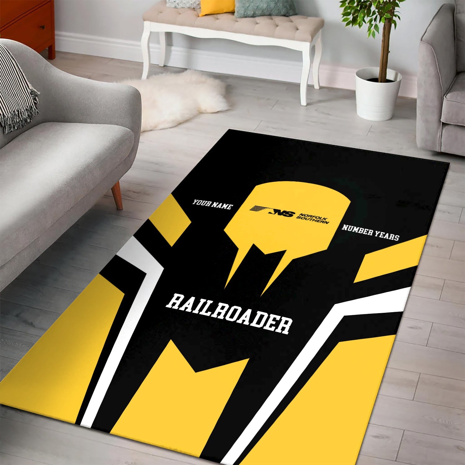 Railspirit Personalized Norfolk Southern Railway Area Rug Custom Year Railroader Rug Gift Idea For Train Lover