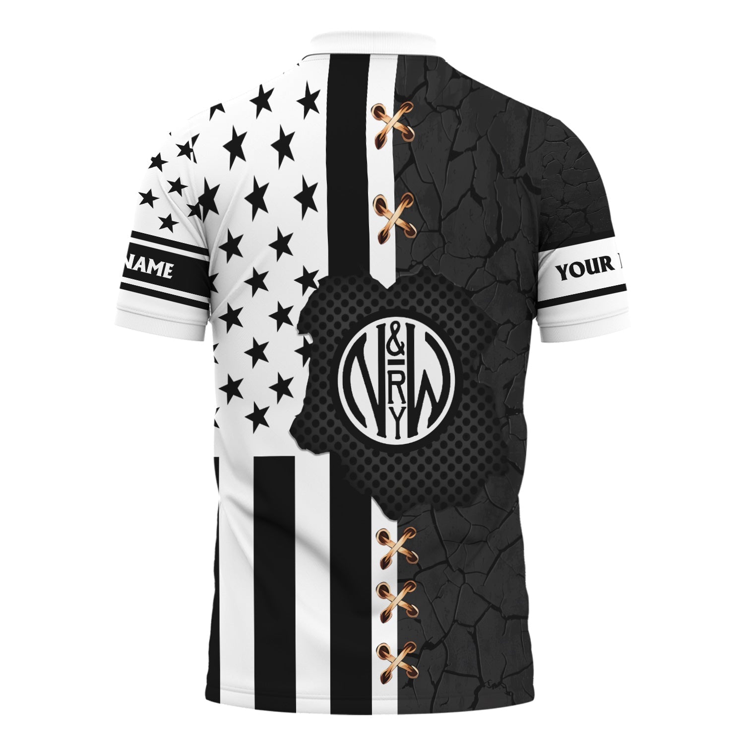 Railspirit Personalized Norfolk and Western Railway Polo Shirt American Flag with Crack Effect N&W Train Shirt