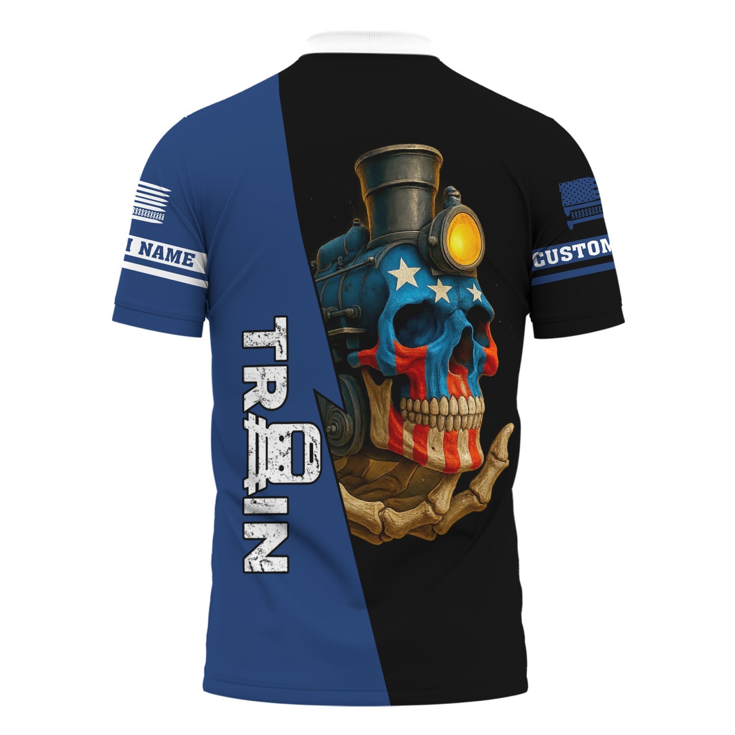 Railspirit Personalized Duluth, Winnipeg and Pacific Railway Polo Shirt Train Skull American Flag Shirt All Over Print
