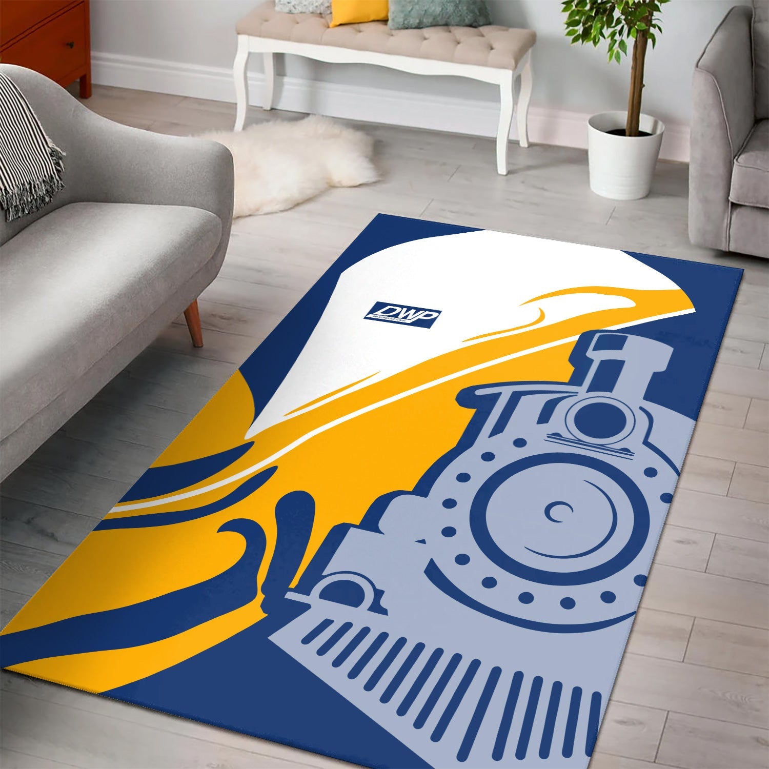 Railspirit Duluth, Winnipeg and Pacific Railway Area Rug Flame-Inspired Style Rug Gift Idea For Train Lovers