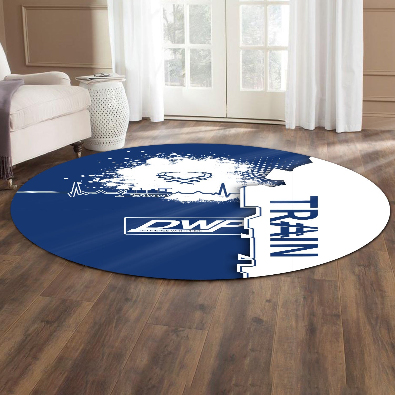 Railspirit Duluth, Winnipeg and Pacific Railway Round Mat Engine Heartbeat and Track Love Style Mat Gift Idea For Train Lovers