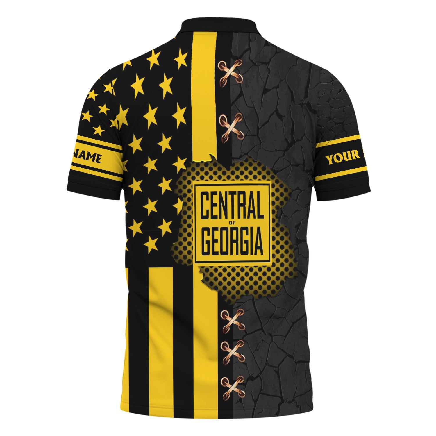 Railspirit Personalized Central of Georgia Railway Polo Shirt American Flag with Crack Effect Train Shirt